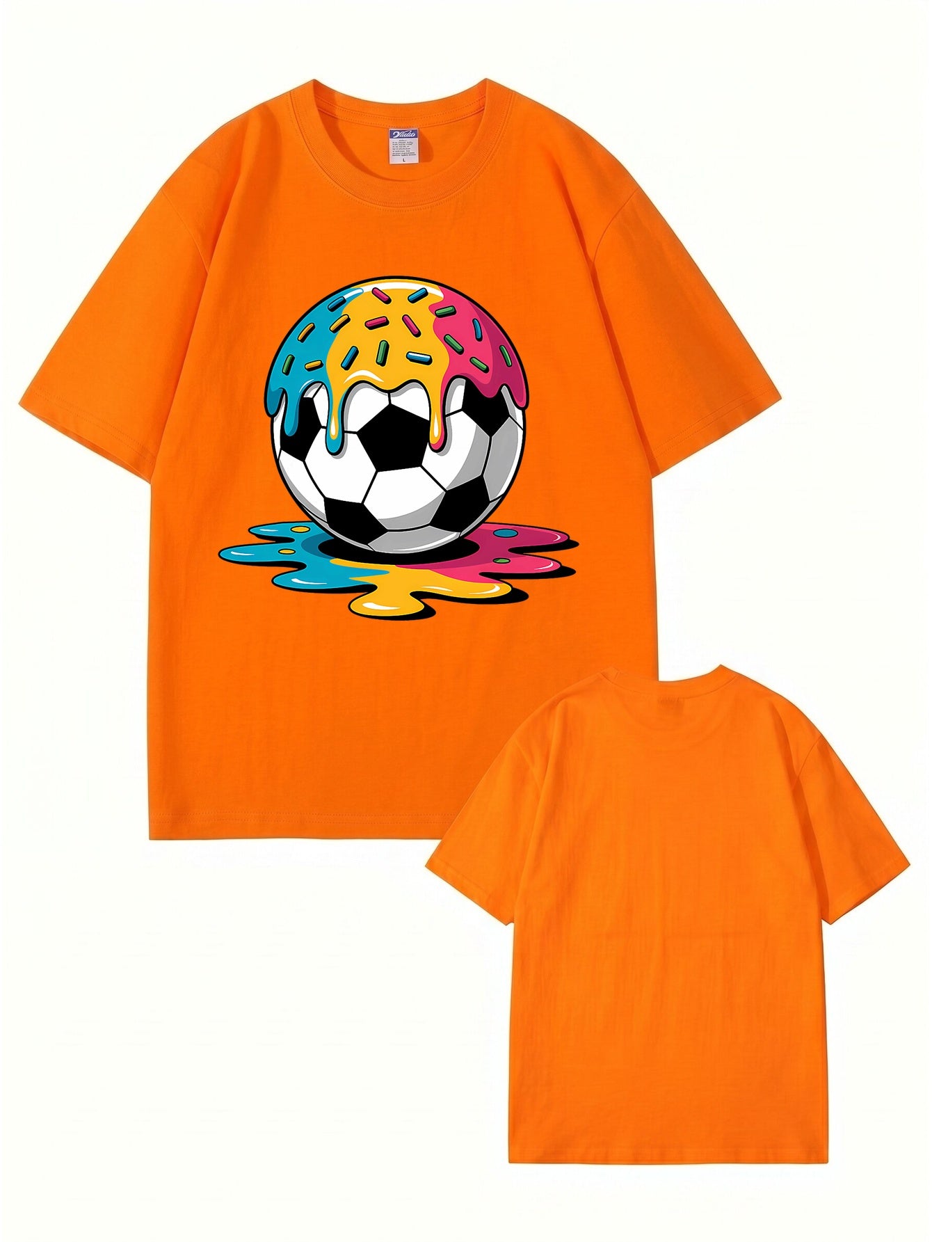 Melting Donut Soccer Ball Graphic T-Shirt | Creative Sports Cotton Tee