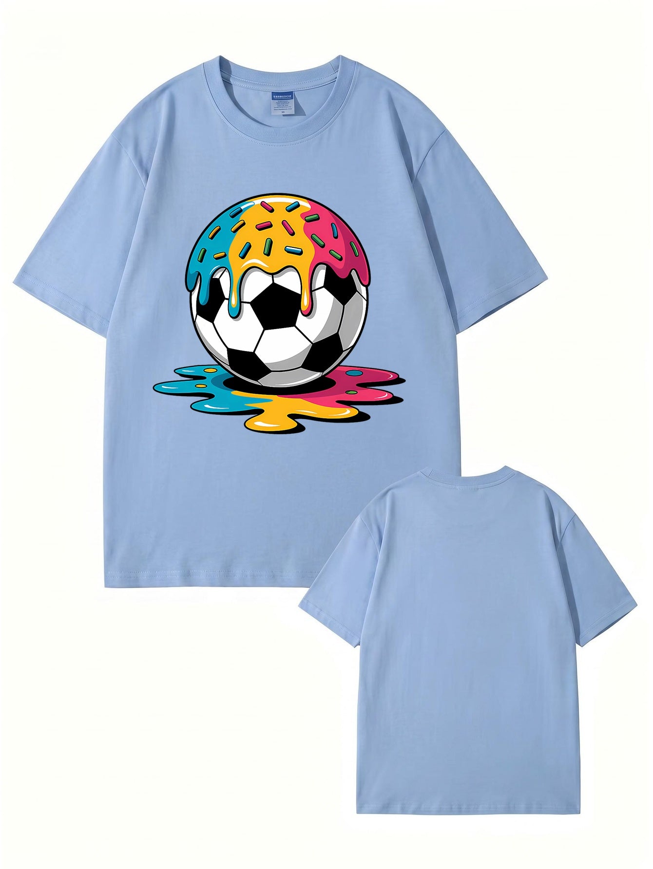 Melting Donut Soccer Ball Graphic T-Shirt | Creative Sports Cotton Tee