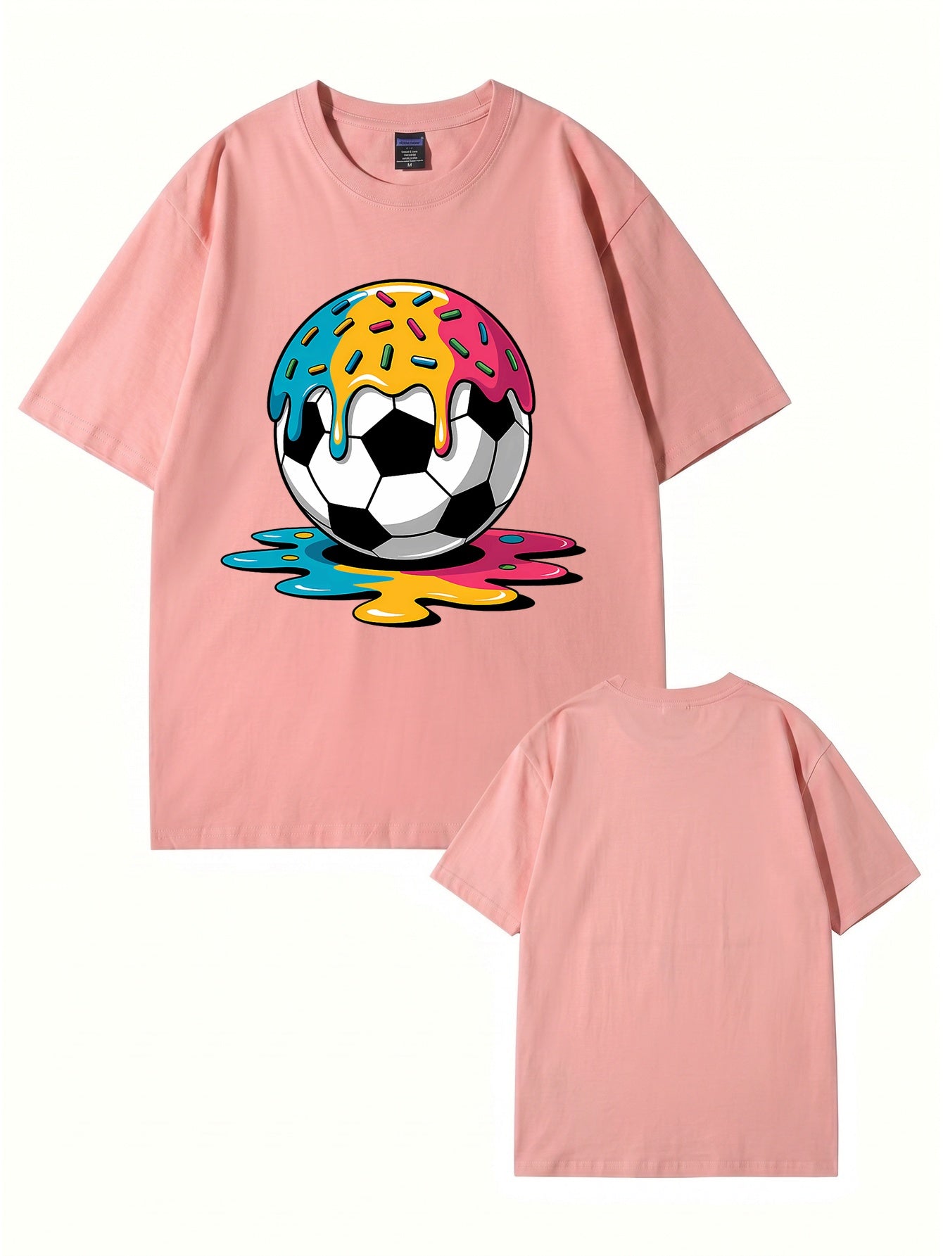 Melting Donut Soccer Ball Graphic T-Shirt | Creative Sports Cotton Tee