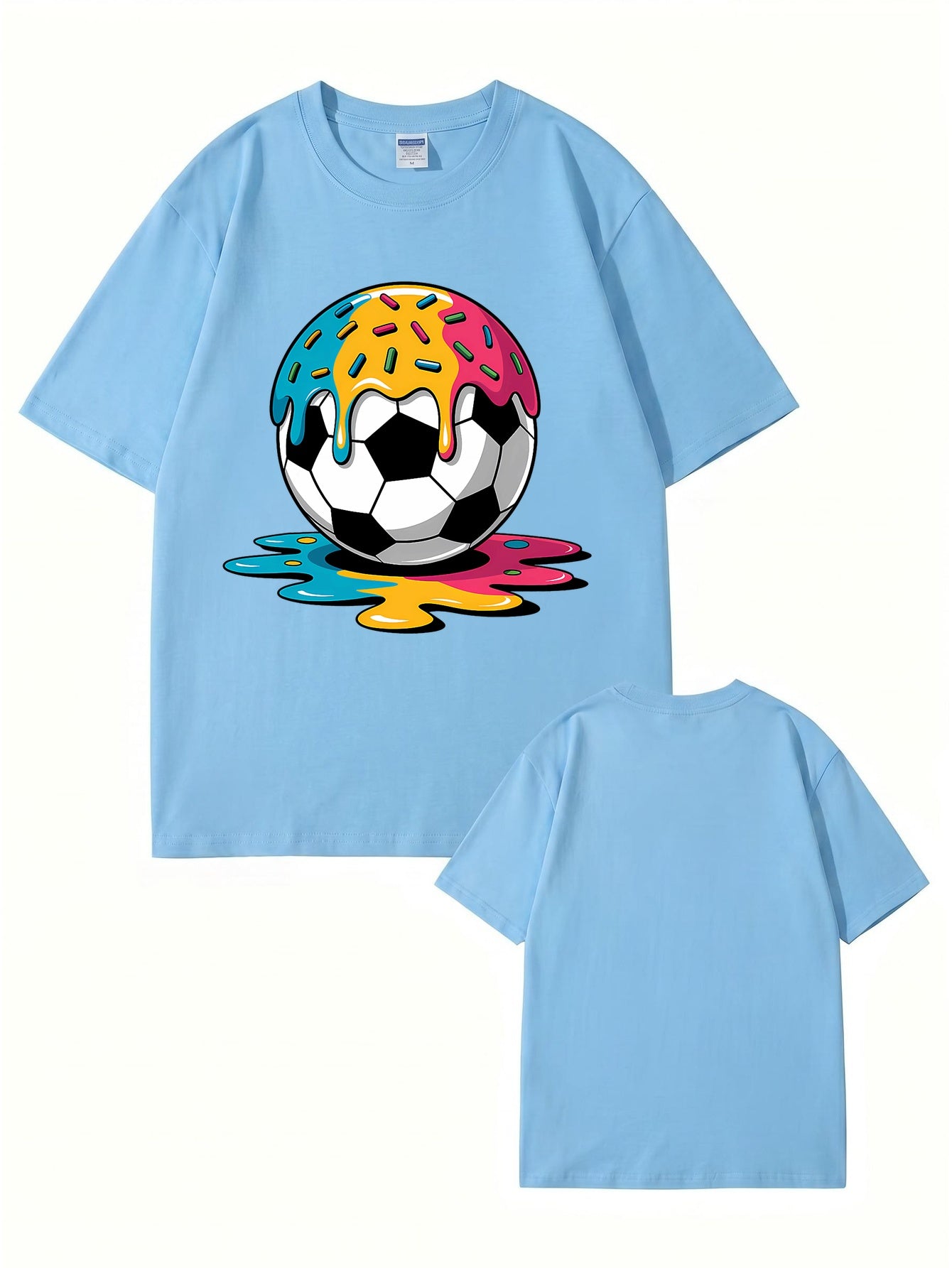 Melting Donut Soccer Ball Graphic T-Shirt | Creative Sports Cotton Tee