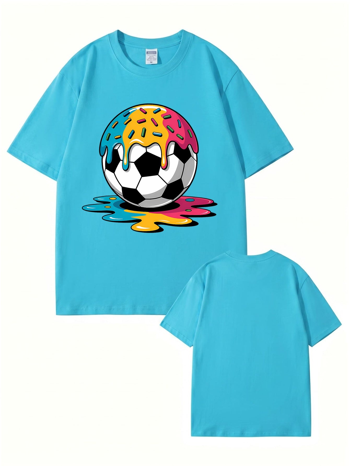 Melting Donut Soccer Ball Graphic T-Shirt | Creative Sports Cotton Tee