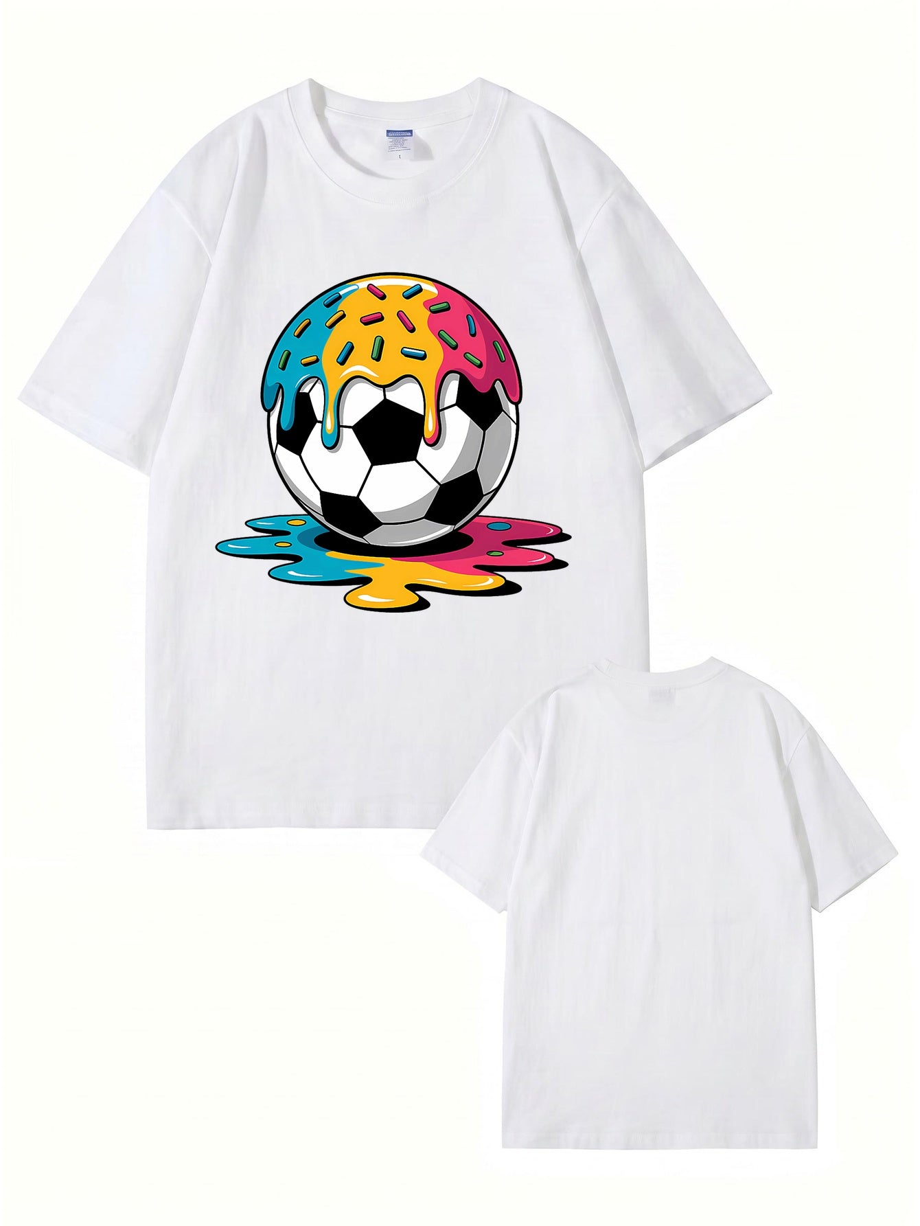 Melting Donut Soccer Ball Graphic T-Shirt | Creative Sports Cotton Tee
