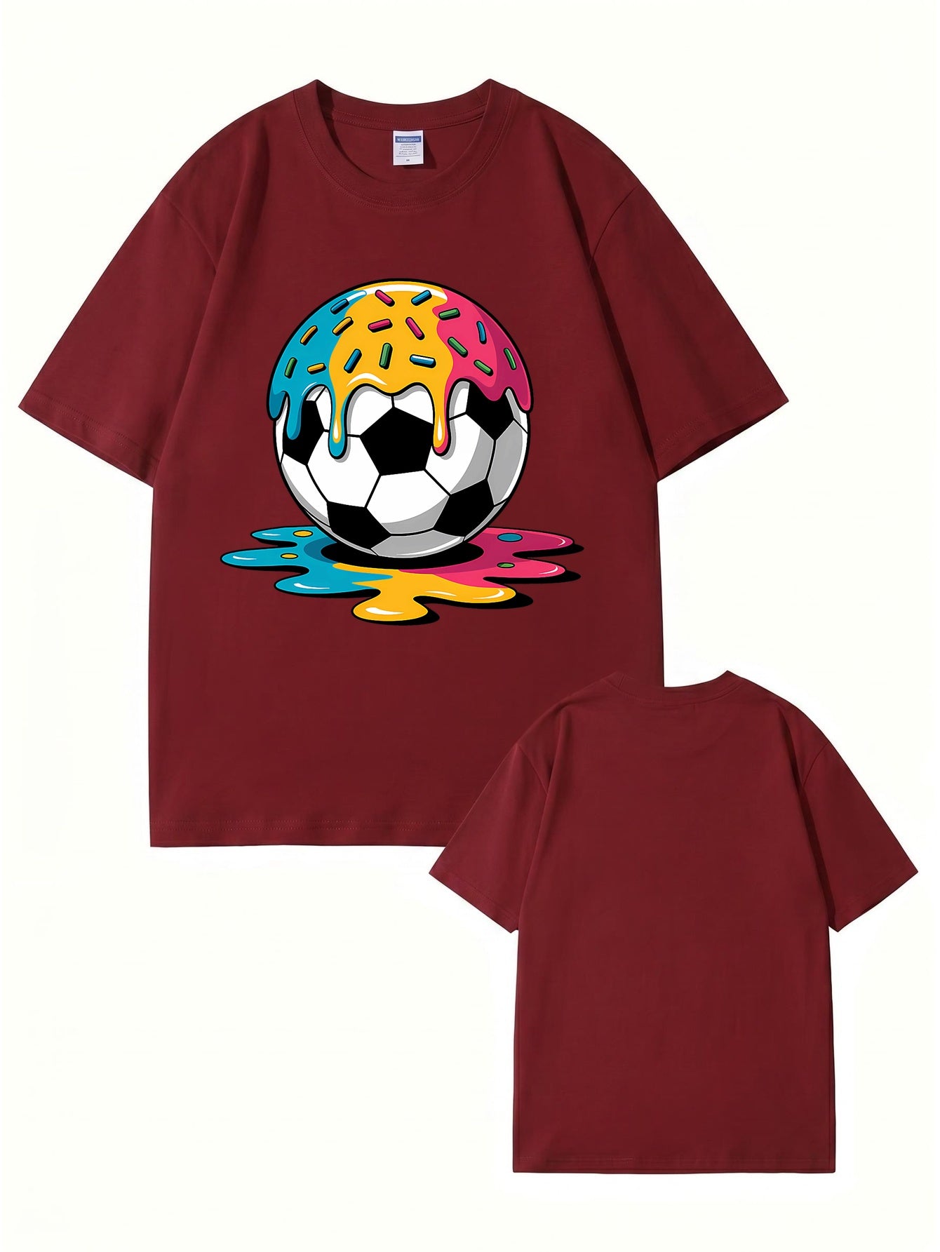 Melting Donut Soccer Ball Graphic T-Shirt | Creative Sports Cotton Tee