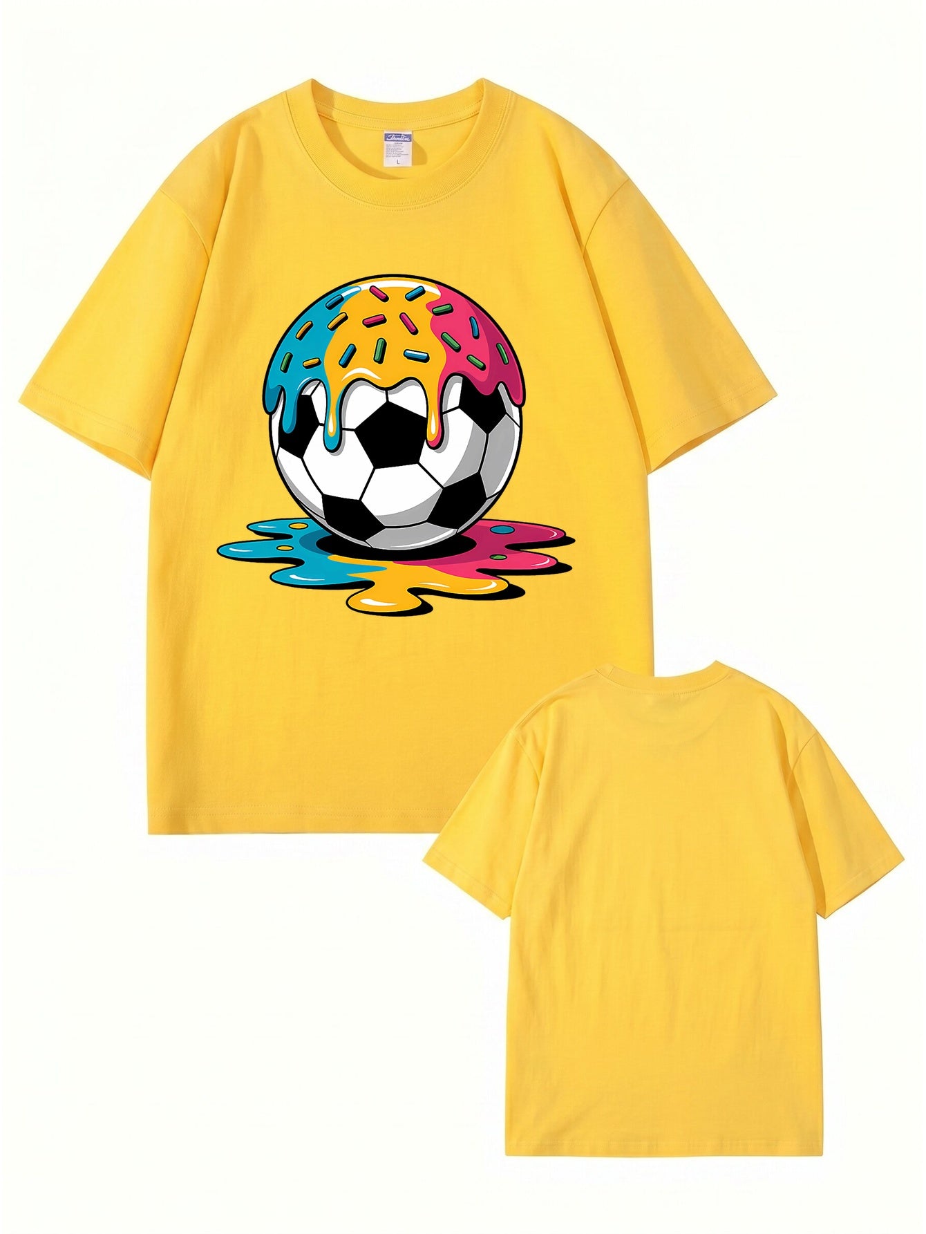 Melting Donut Soccer Ball Graphic T-Shirt | Creative Sports Cotton Tee