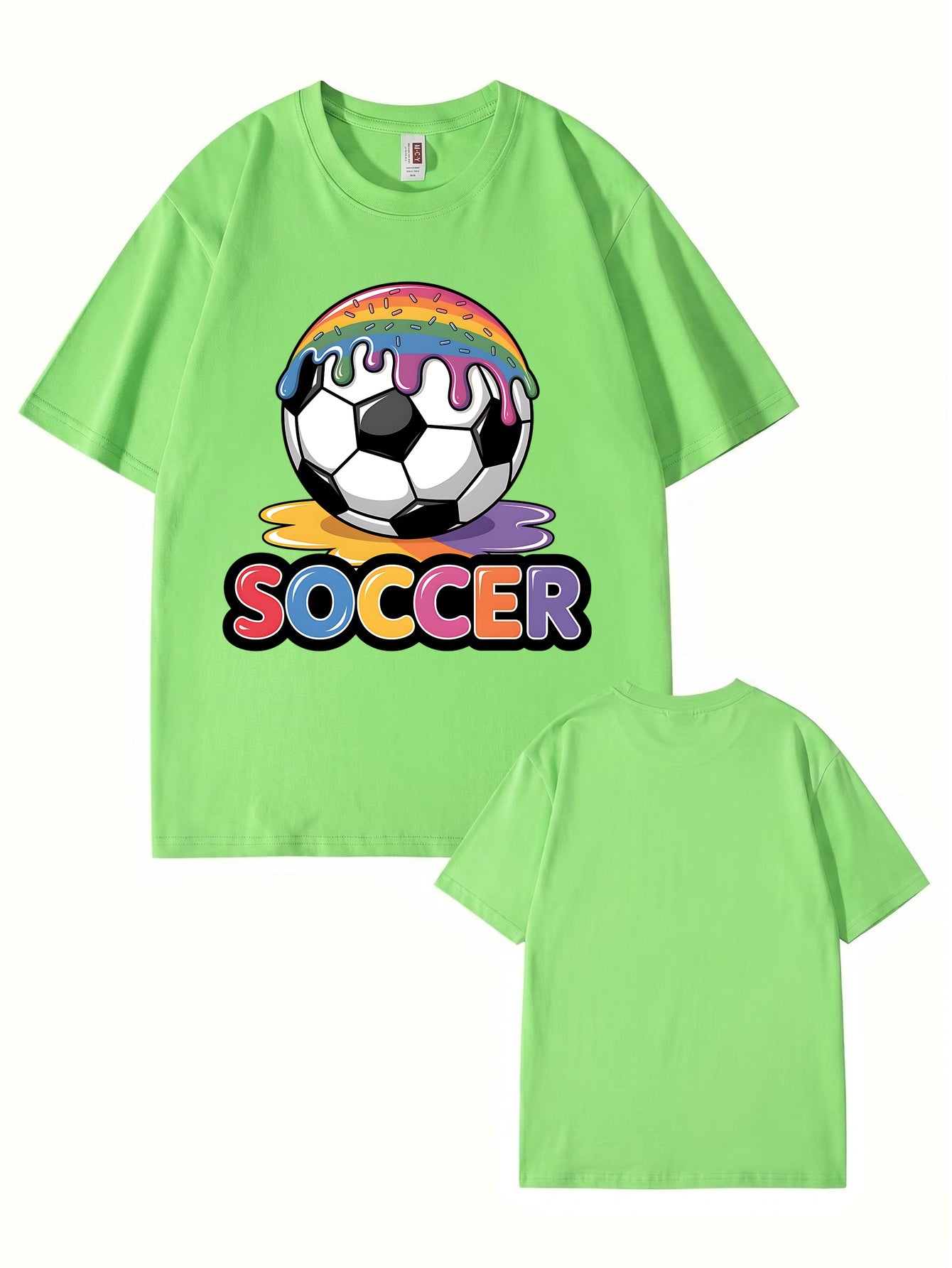 Unisex Rainbow Donut Drip Soccer Ball Graphic Cotton T-Shirt
