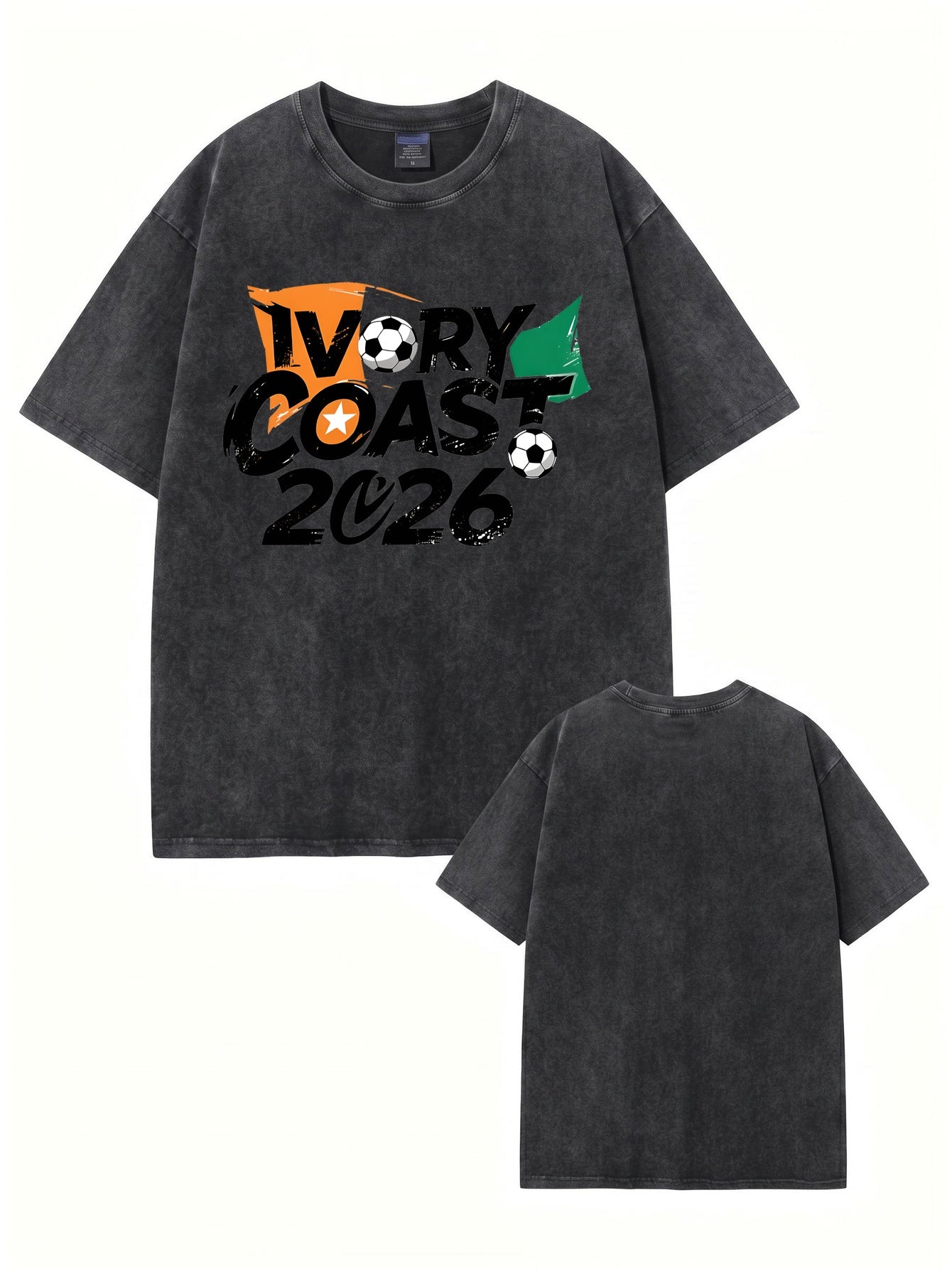Ivory Coast 2026 Soccer Vintage Wash Cotton T-Shirt