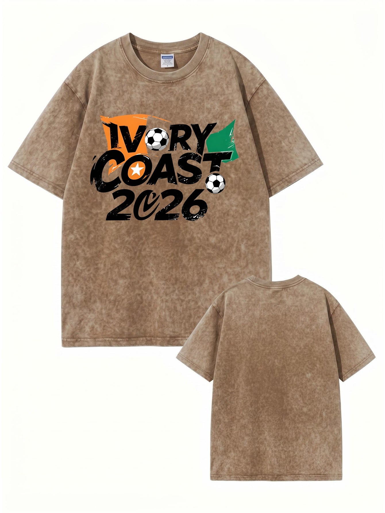 Ivory Coast 2026 Soccer Vintage Wash Cotton T-Shirt
