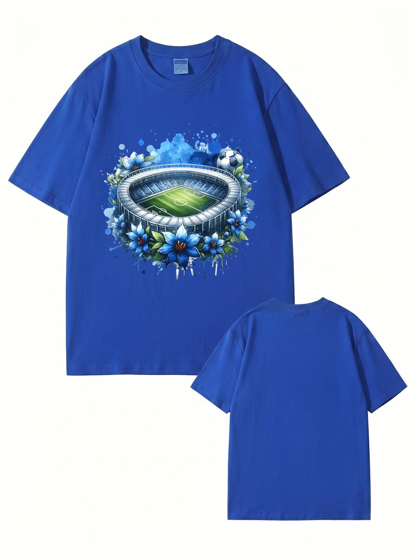 Soccer Stadium Floral Graphic T-Shirt - Artistic Sportswear Tee