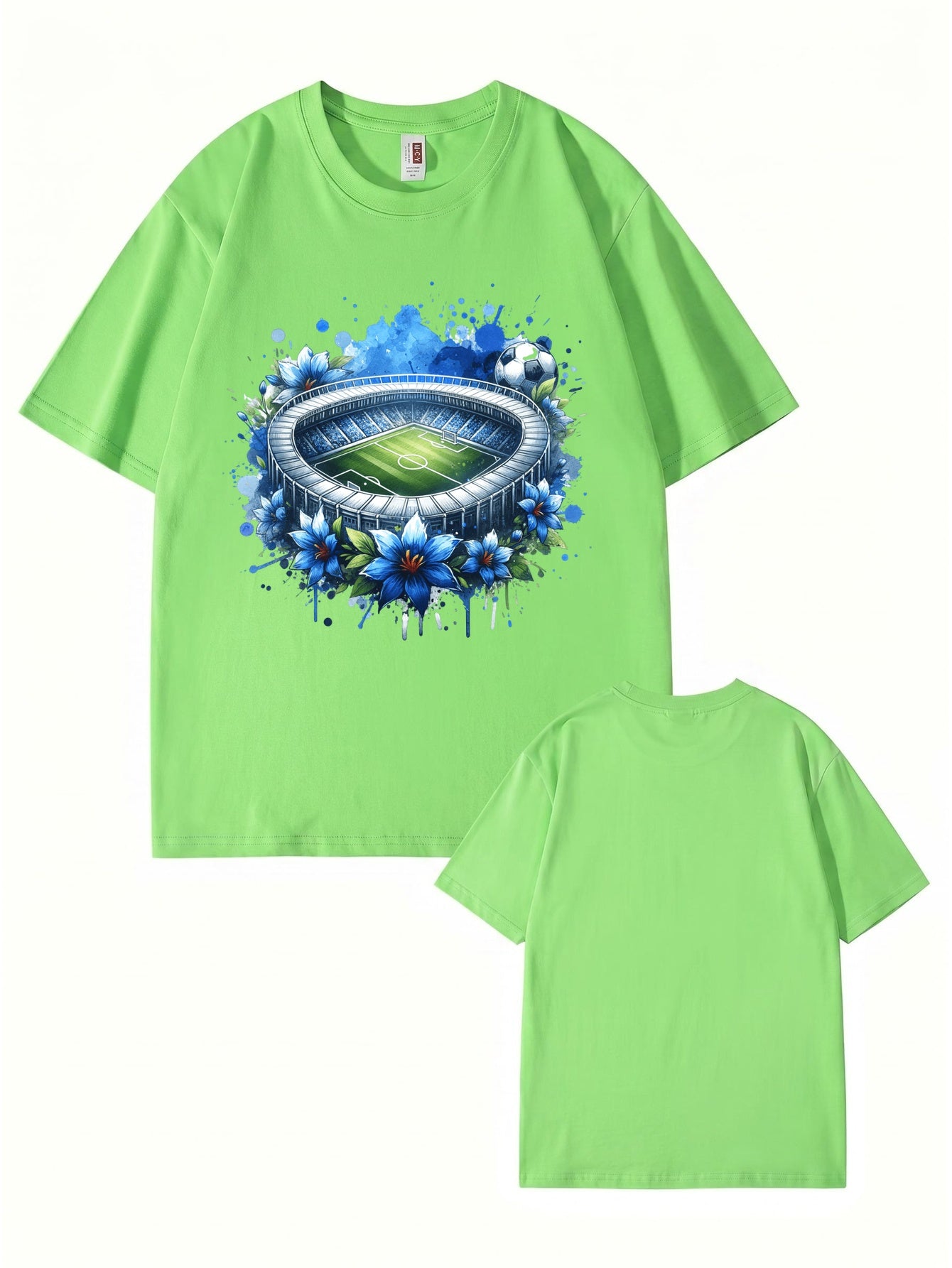 Soccer Stadium Floral Graphic T-Shirt - Artistic Sportswear Tee