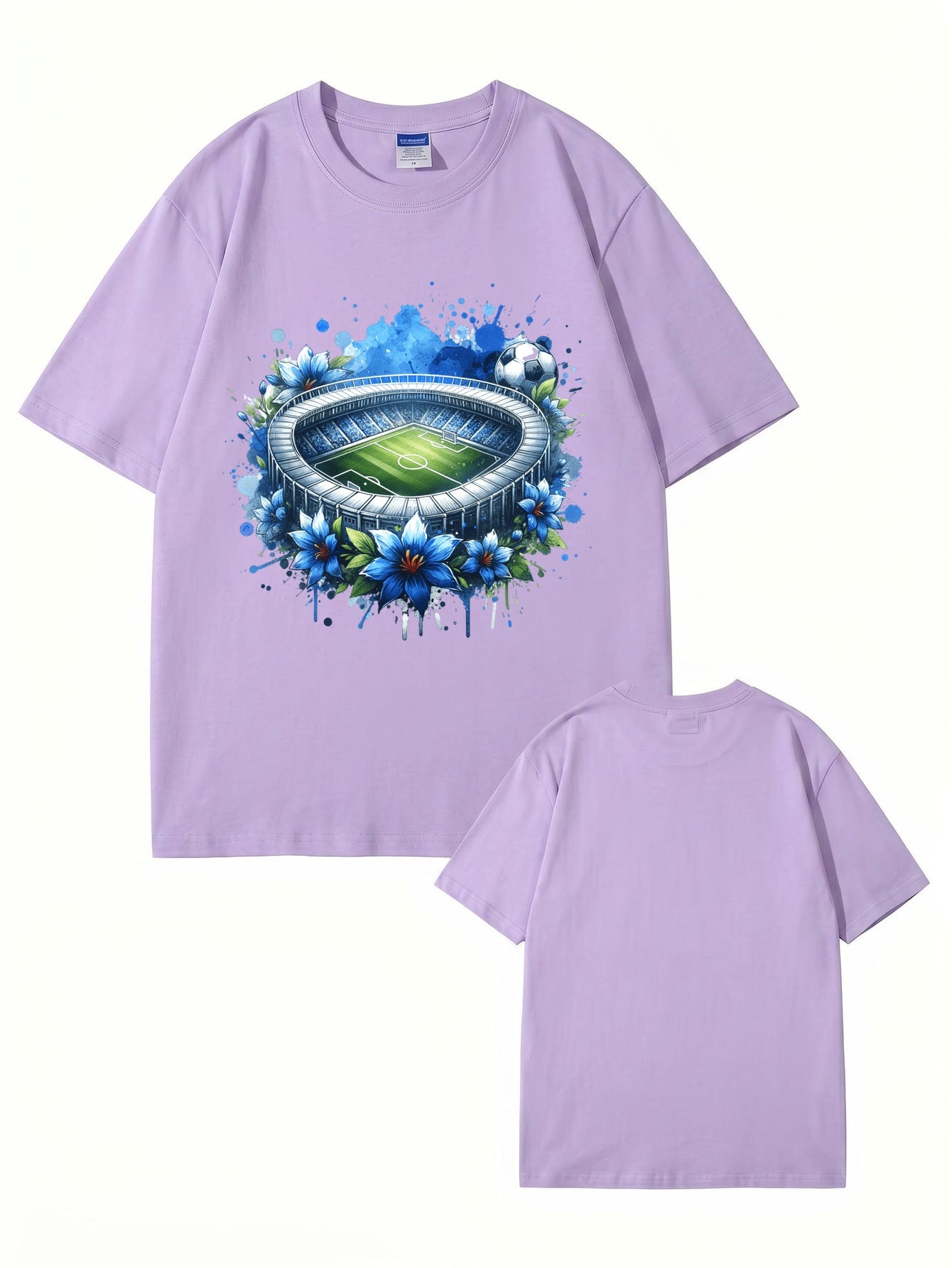 Soccer Stadium Floral Graphic T-Shirt - Artistic Sportswear Tee