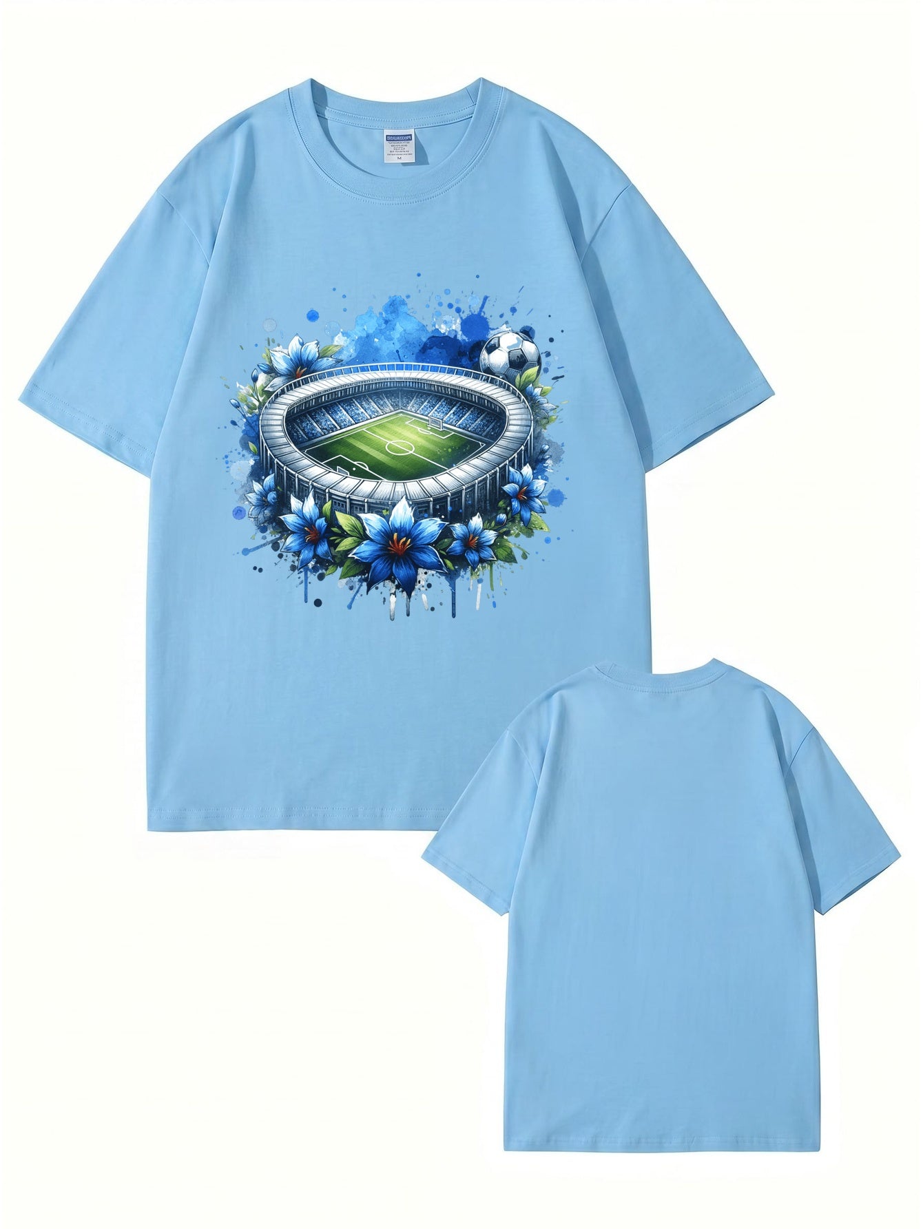 Soccer Stadium Floral Graphic T-Shirt - Artistic Sportswear Tee