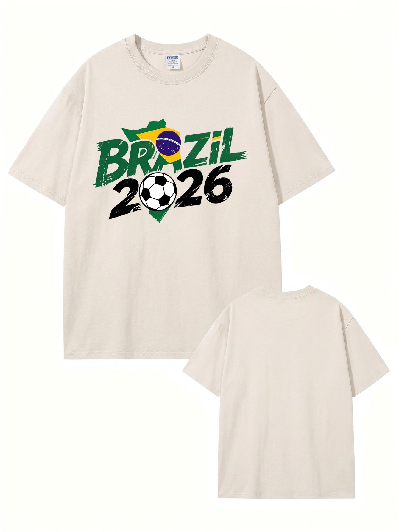 Vintage Washed Brazil 2026 Soccer Graphic T-Shirt