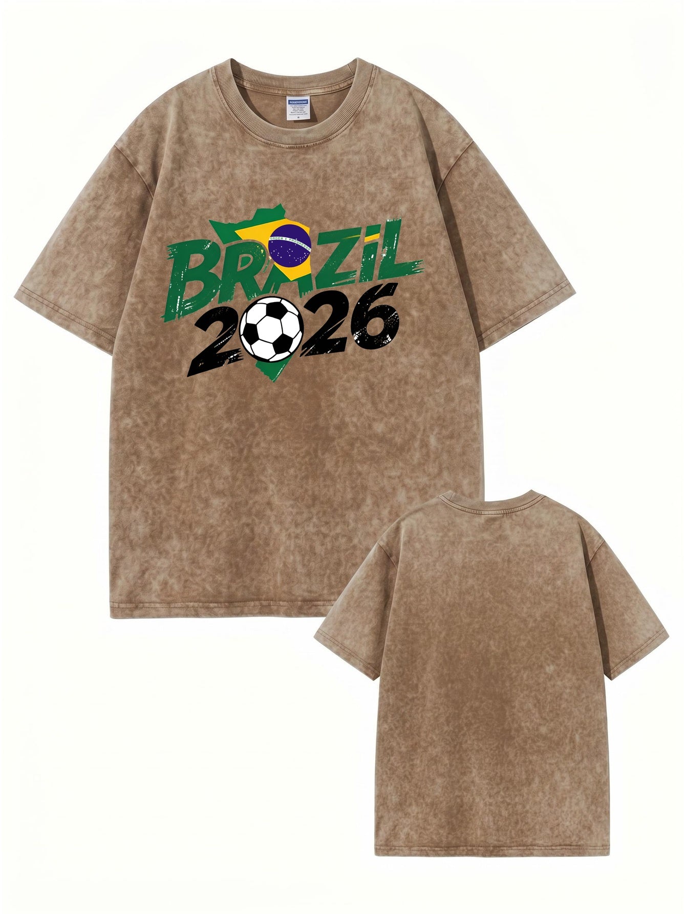 Vintage Washed Brazil 2026 Soccer Graphic T-Shirt