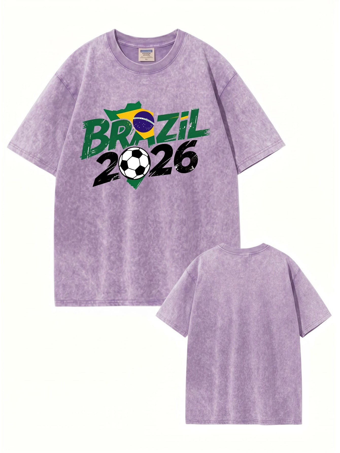 Vintage Washed Brazil 2026 Soccer Graphic T-Shirt