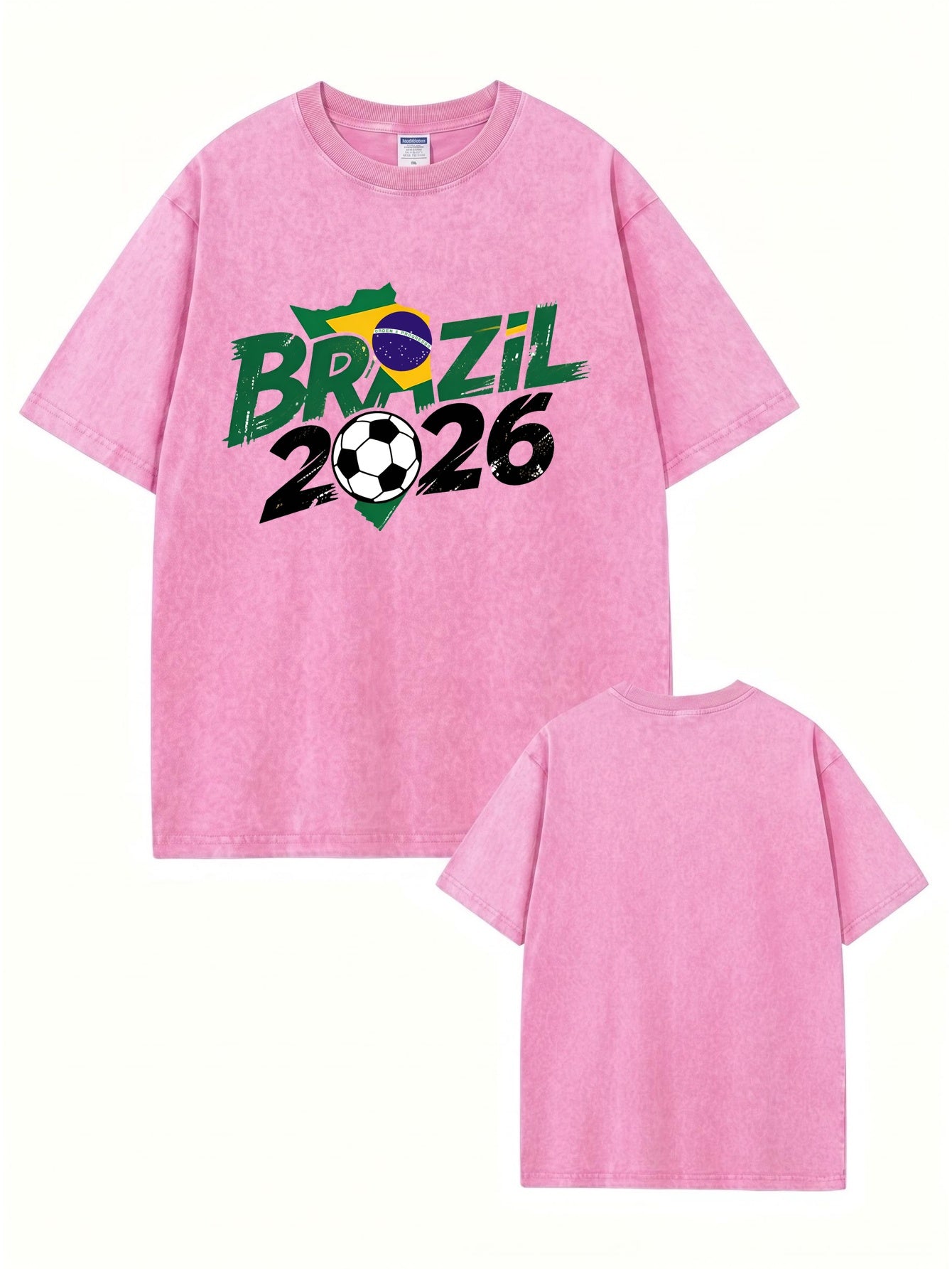 Vintage Washed Brazil 2026 Soccer Graphic T-Shirt
