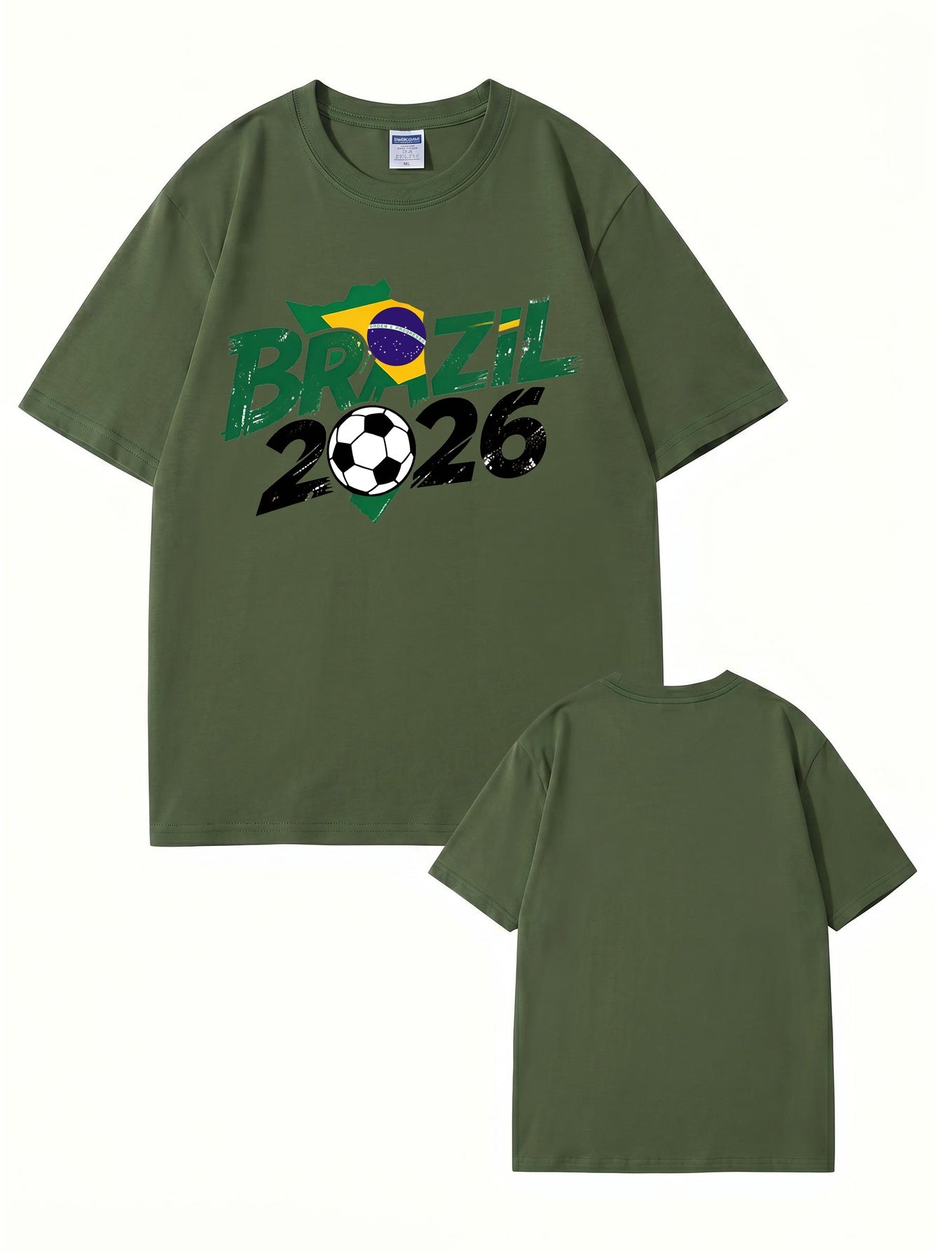 Brazil 2026 World Cup Soccer Graphic Print Premium Cotton T-Shirt