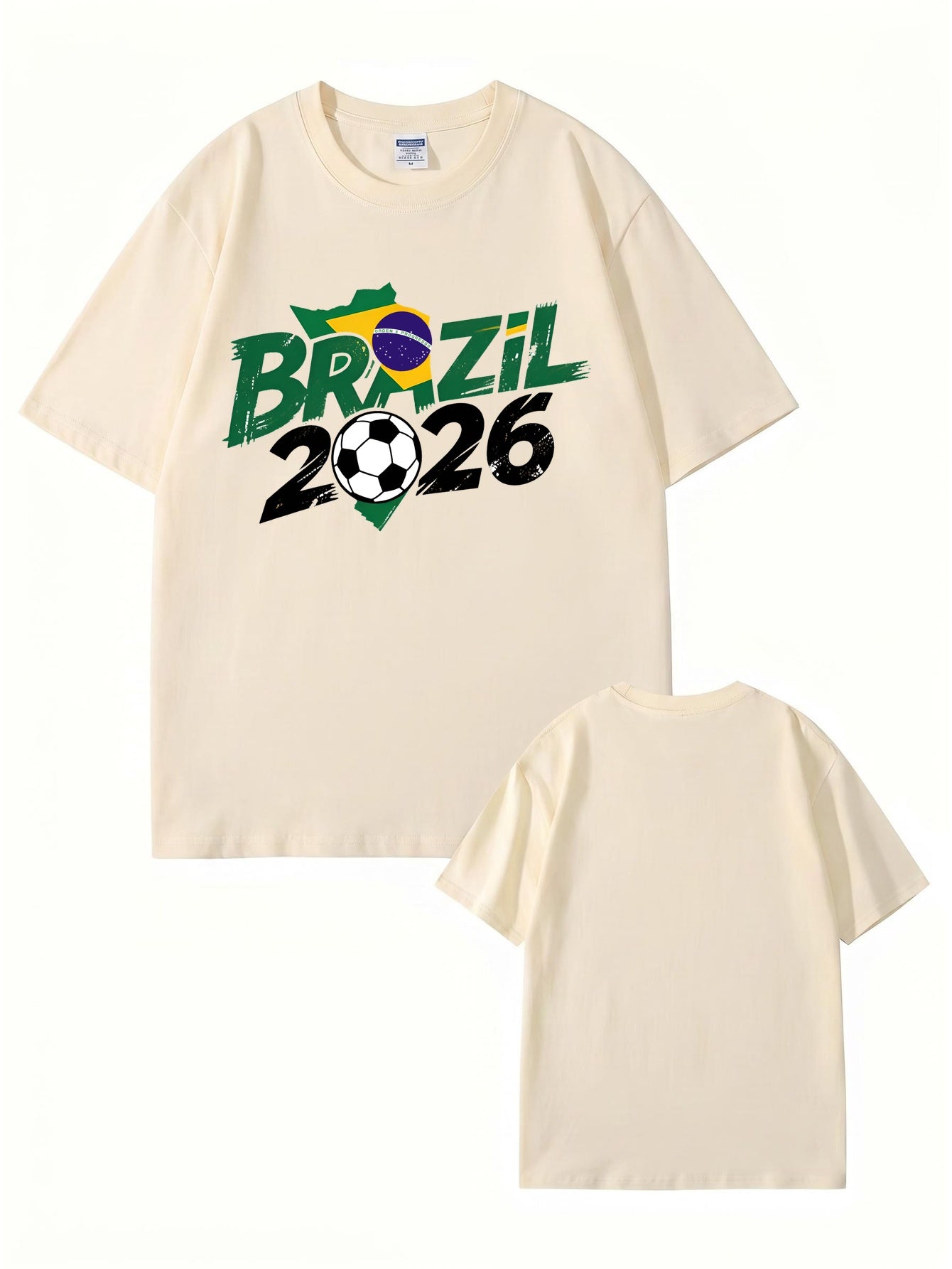 Brazil 2026 World Cup Soccer Graphic Print Premium Cotton T-Shirt