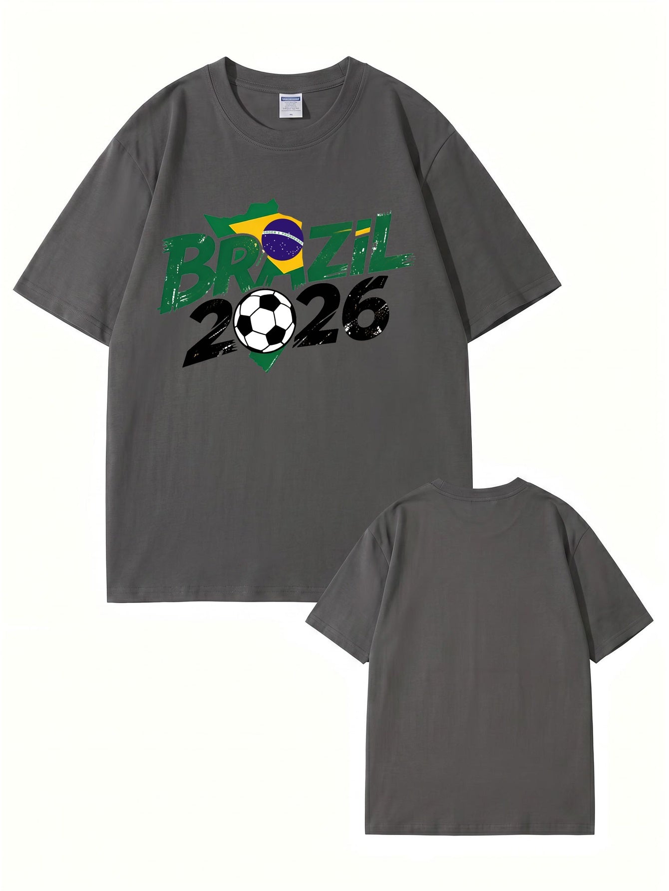 Brazil 2026 World Cup Soccer Graphic Print Premium Cotton T-Shirt