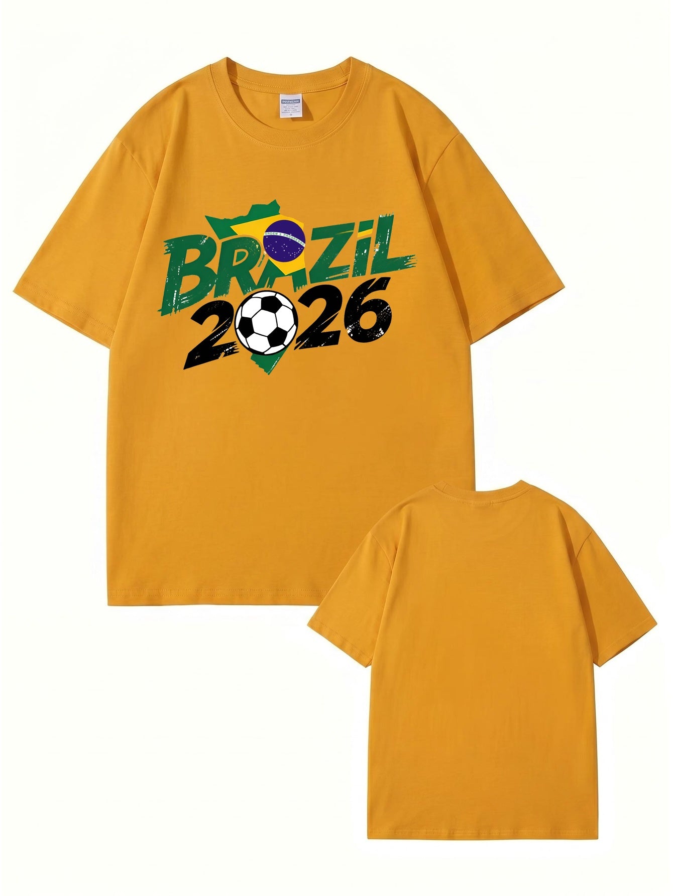 Brazil 2026 World Cup Soccer Graphic Print Premium Cotton T-Shirt