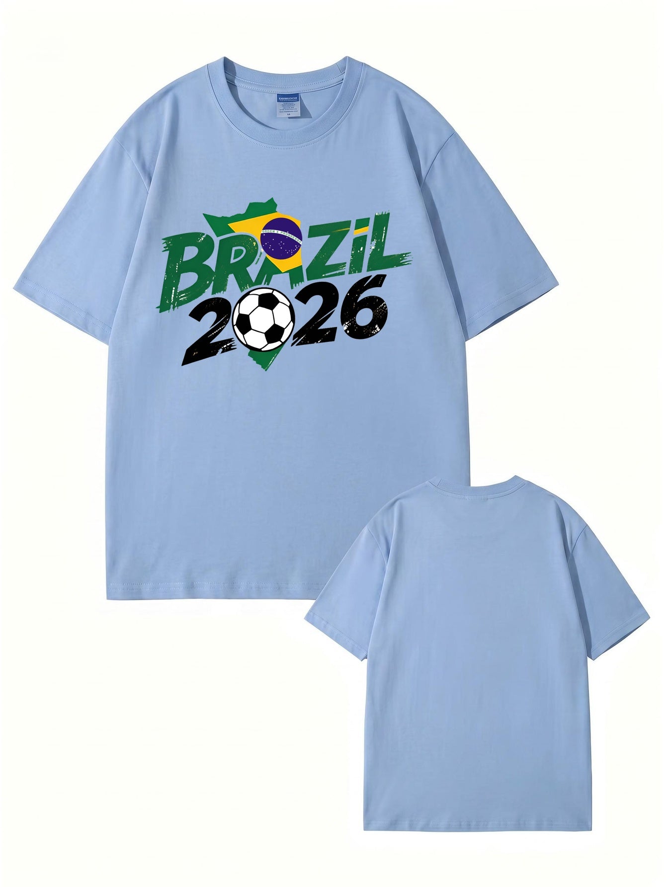 Brazil 2026 World Cup Soccer Graphic Print Premium Cotton T-Shirt
