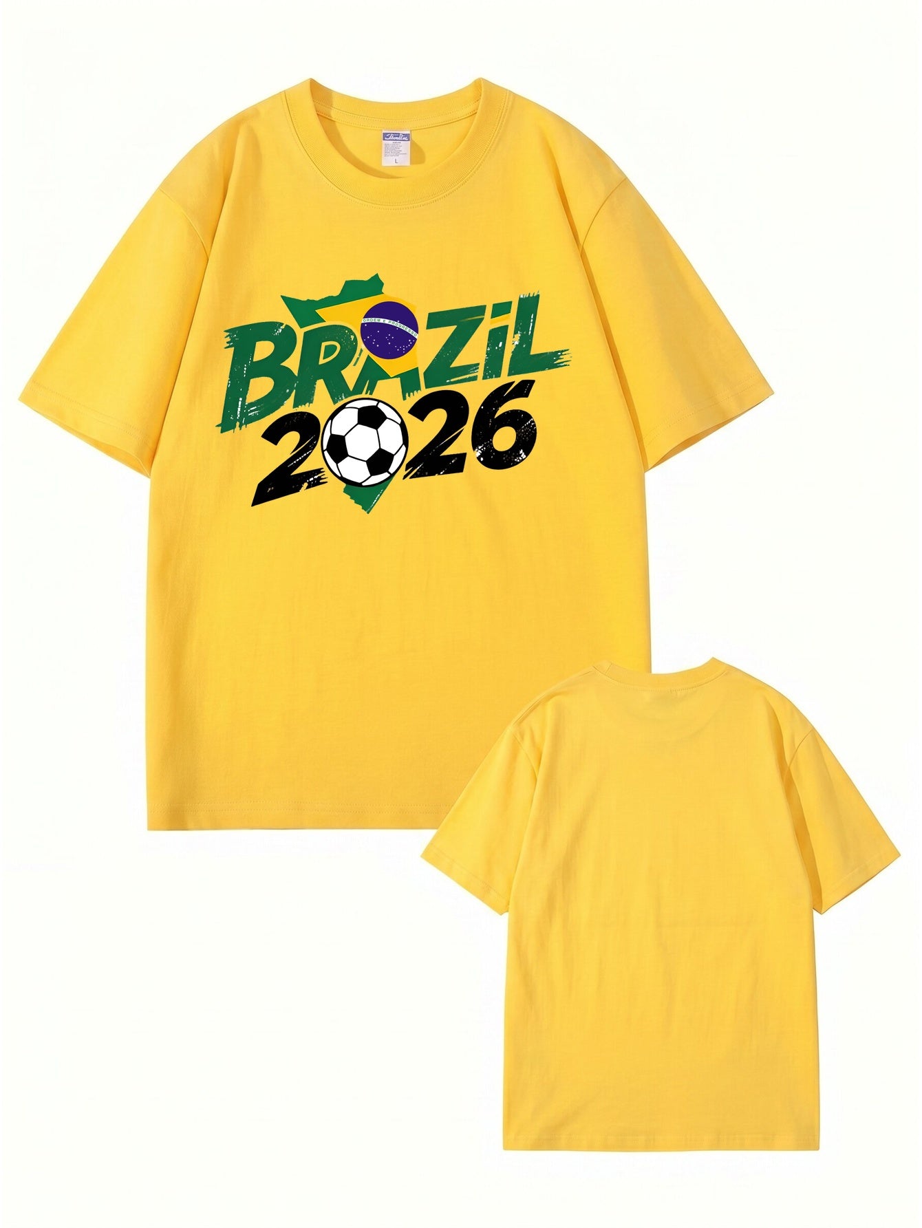 Brazil 2026 World Cup Soccer Graphic Print Premium Cotton T-Shirt