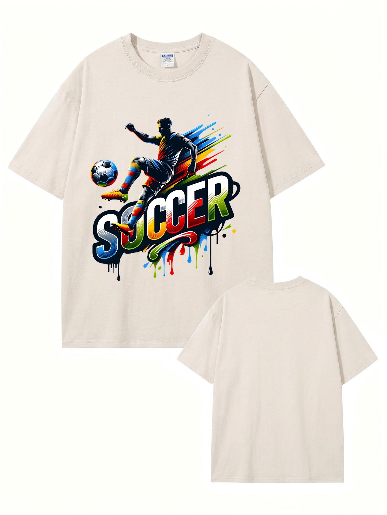Vintage Washed Soccer Graphic T-Shirt | Heavyweight 300gsm Cotton Streetwear