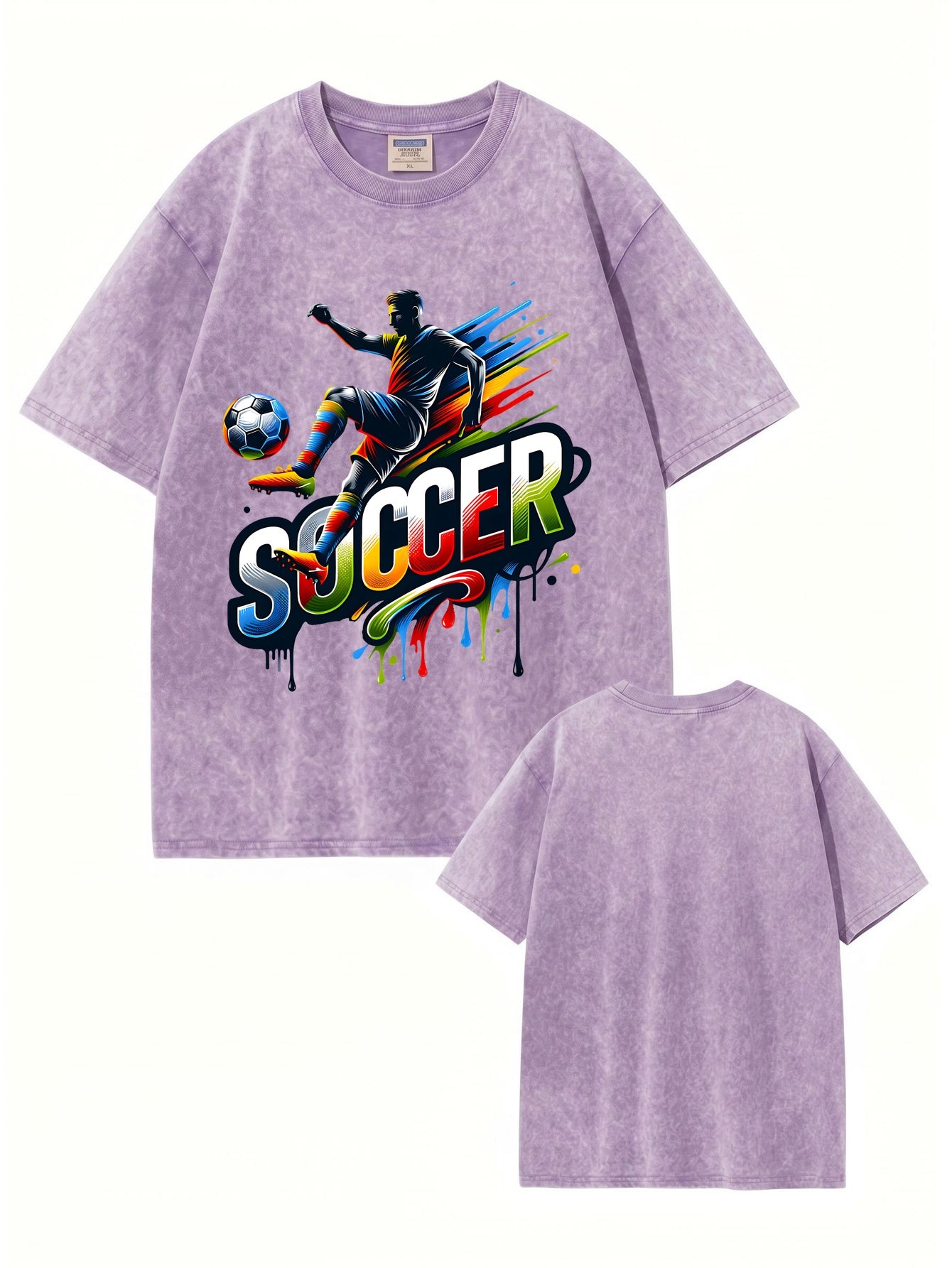 Vintage Washed Soccer Graphic T-Shirt | Heavyweight 300gsm Cotton Streetwear