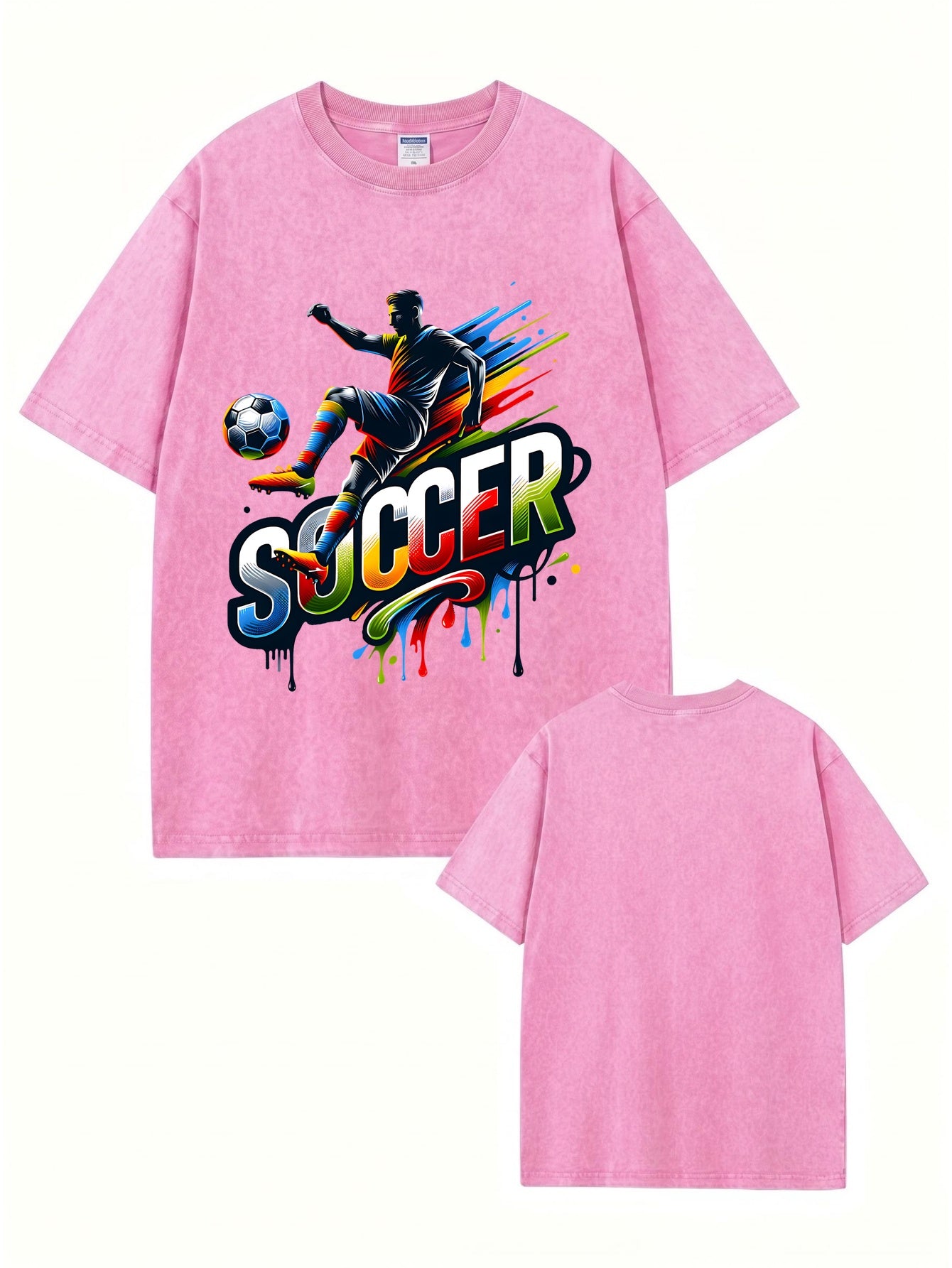 Vintage Washed Soccer Graphic T-Shirt | Heavyweight 300gsm Cotton Streetwear