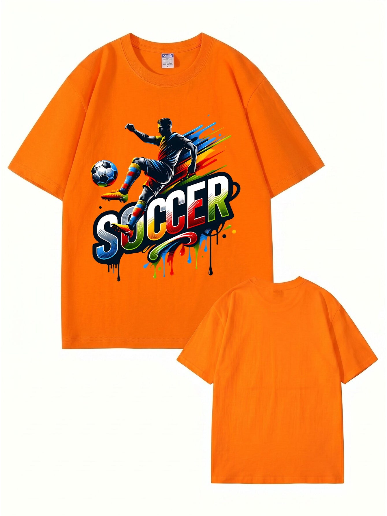Colorful Soccer Player Graphic Print T-Shirt - 22 Colors, 8 Sizes
