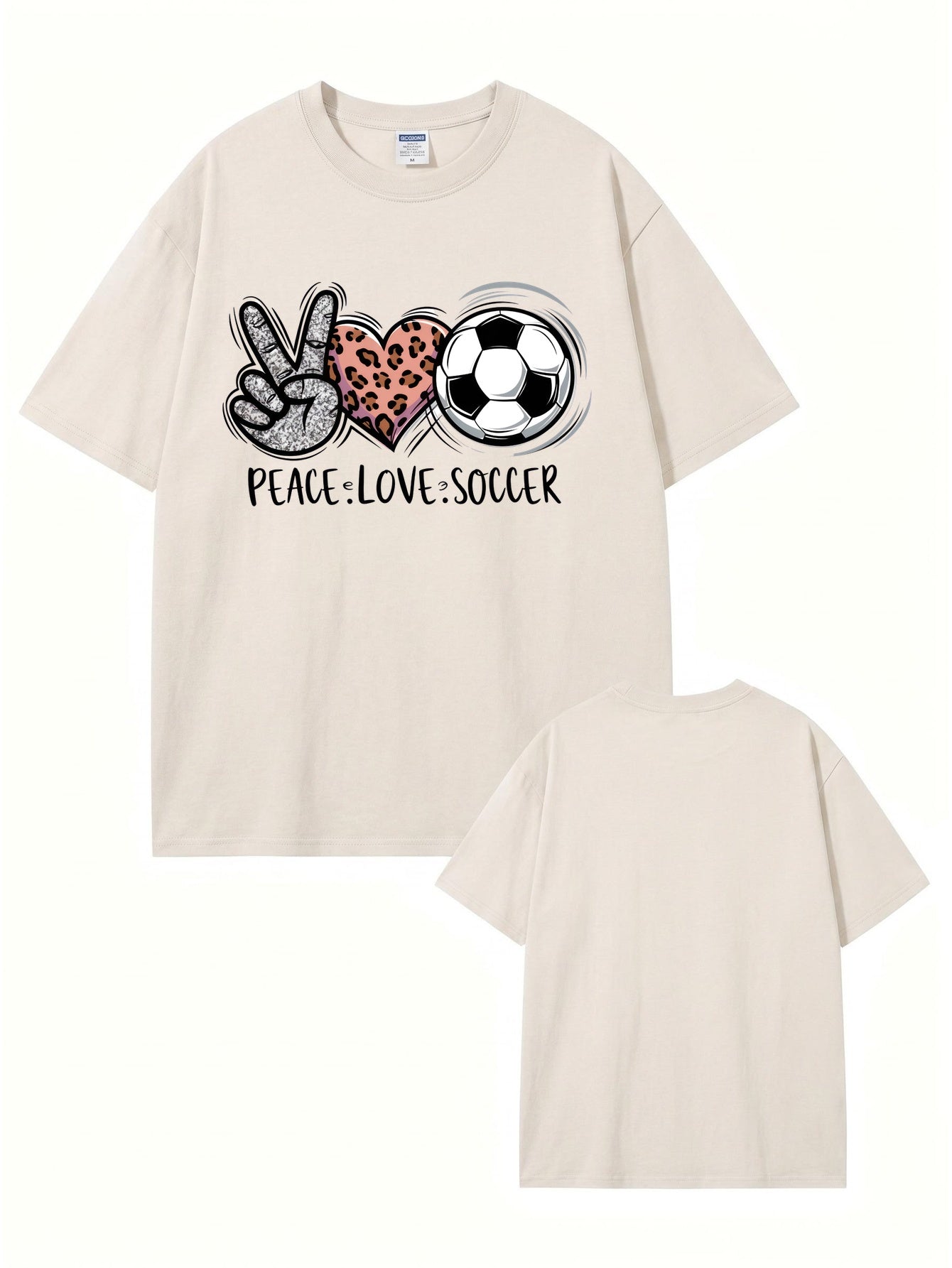 Peace Love Soccer Graphic Tee Vintage Washed Heavyweight Cotton T-Shirt