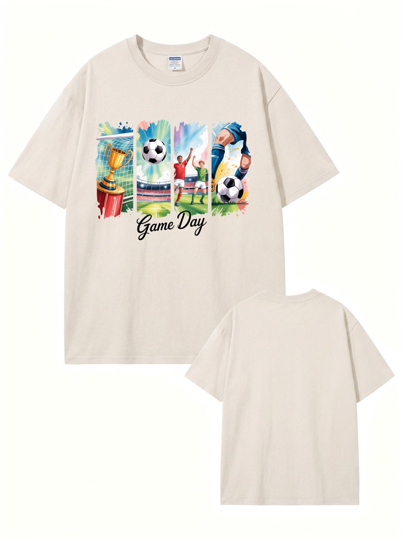 Vintage Washed Game Day Soccer Graphic T-Shirt - Heavyweight Cotton Tee