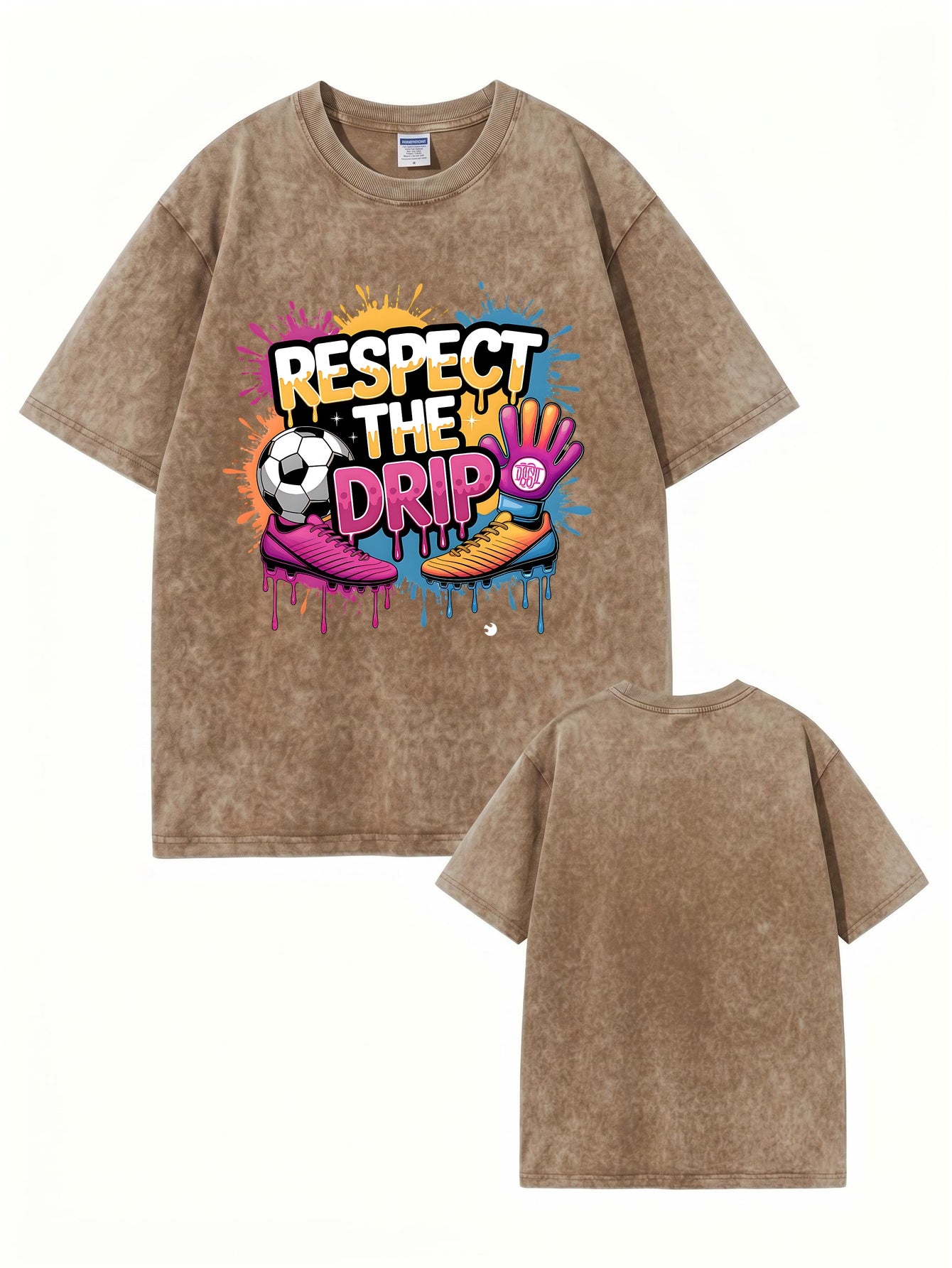Respect The Drip Soccer Graphic Tee - Premium Heavyweight Washed Cotton