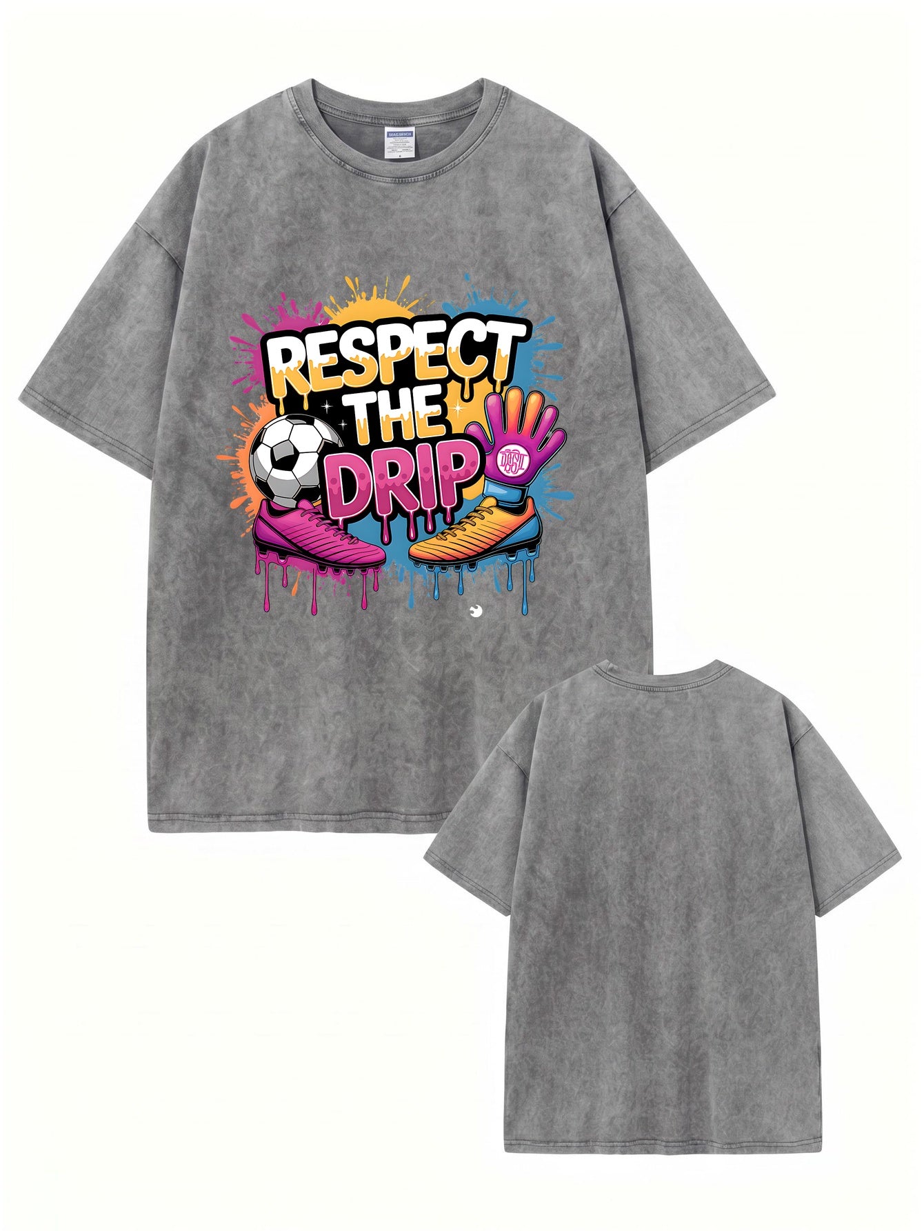 Respect The Drip Soccer Graphic Tee - Premium Heavyweight Washed Cotton