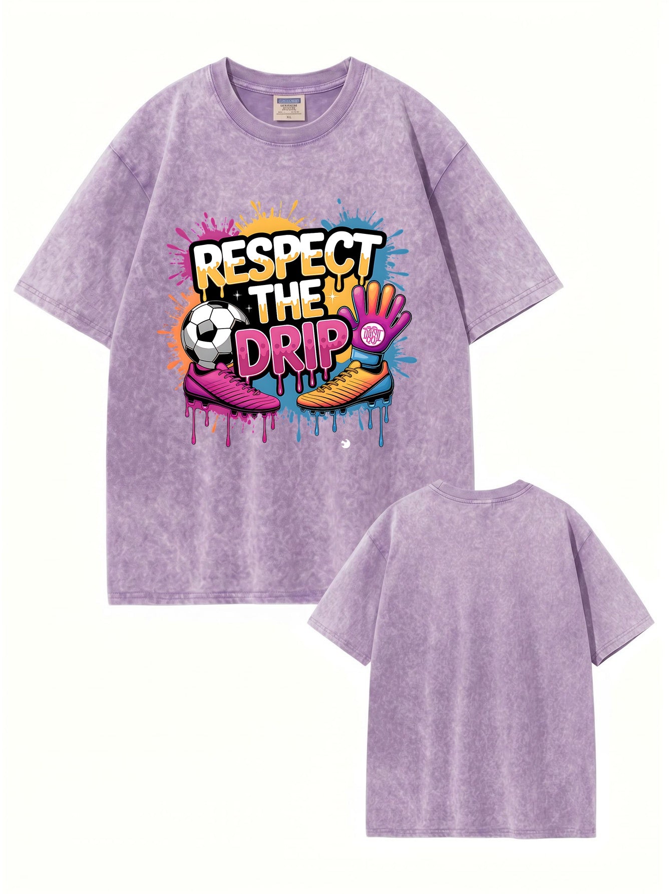Respect The Drip Soccer Graphic Tee - Premium Heavyweight Washed Cotton