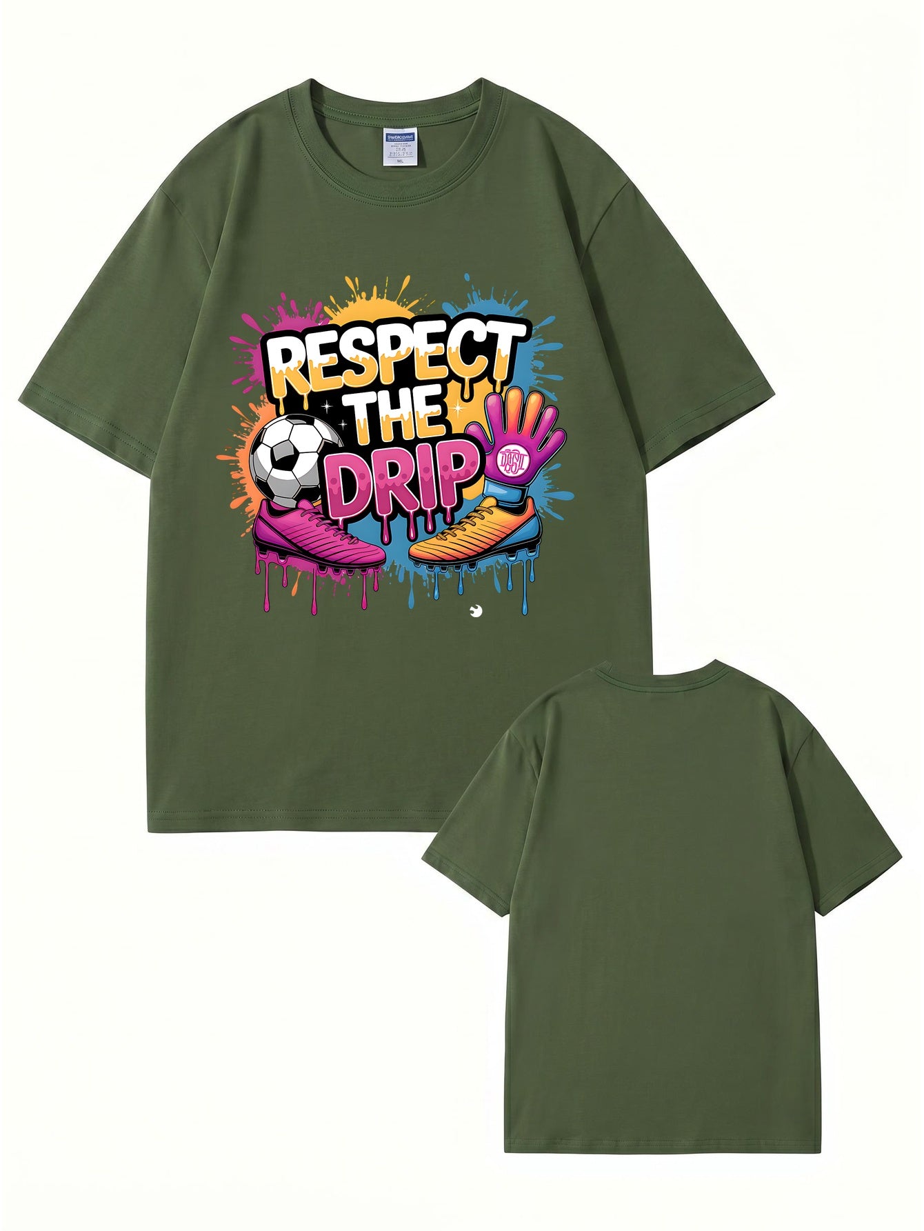 Respect The Drip Soccer Graphic Print 200gsm Heavyweight Cotton T-Shirt