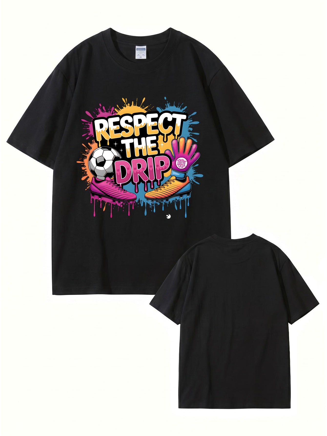 Respect The Drip Soccer Graphic Print 200gsm Heavyweight Cotton T-Shirt
