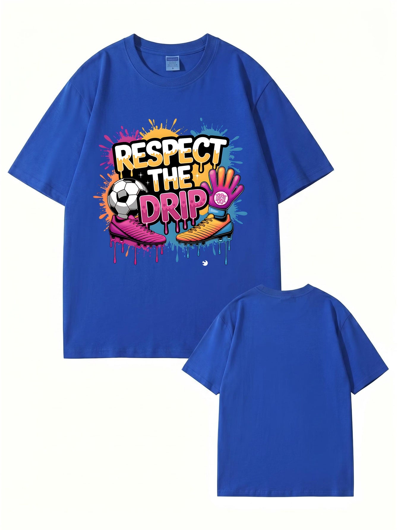 Respect The Drip Soccer Graphic Print 200gsm Heavyweight Cotton T-Shirt
