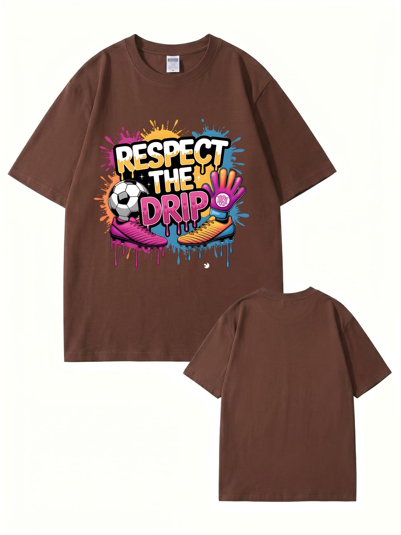 Respect The Drip Soccer Graphic Print 200gsm Heavyweight Cotton T-Shirt