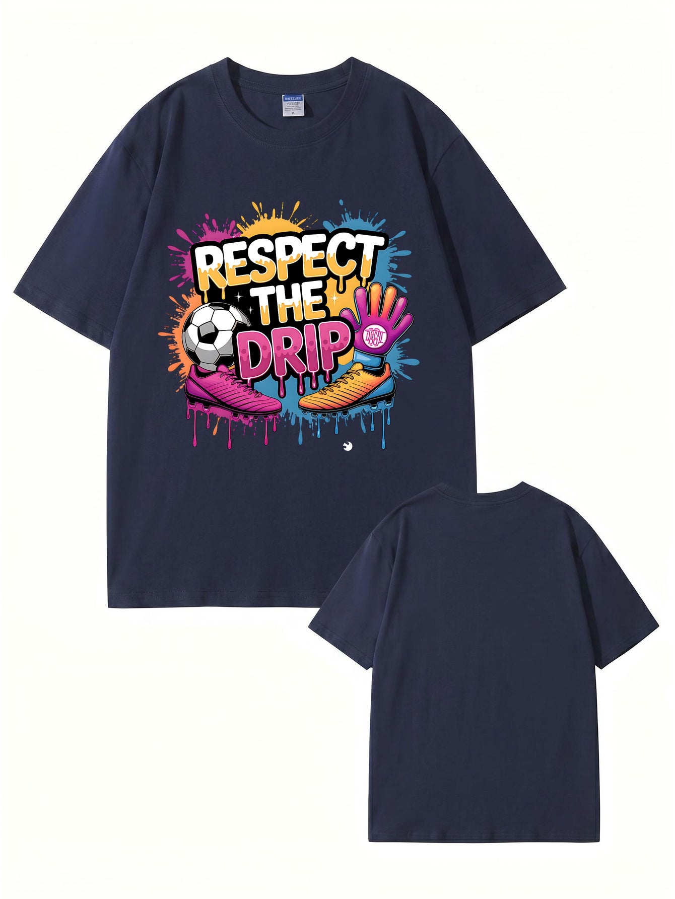 Respect The Drip Soccer Graphic Print 200gsm Heavyweight Cotton T-Shirt