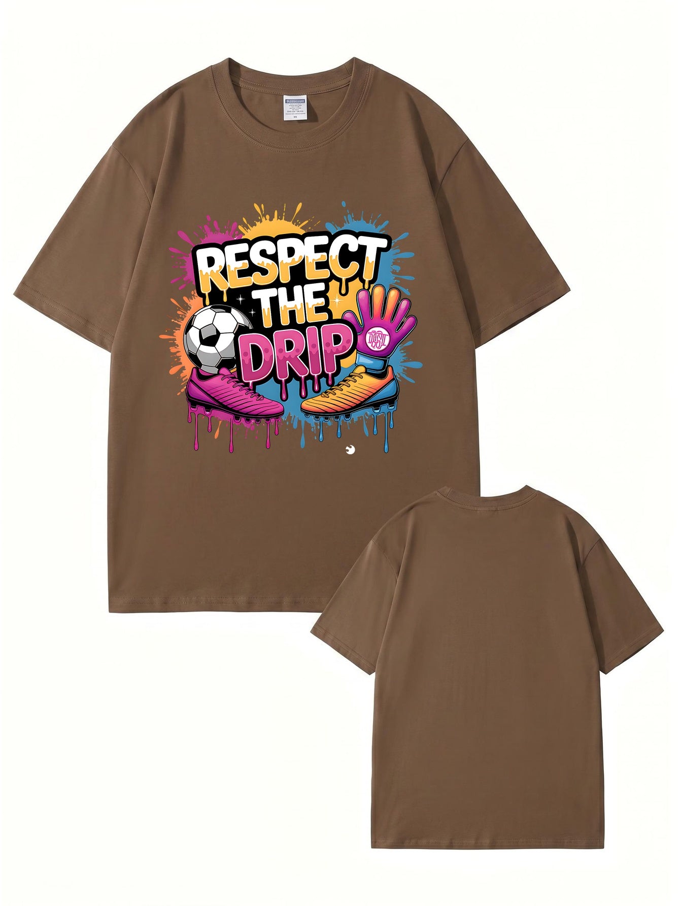 Respect The Drip Soccer Graphic Print 200gsm Heavyweight Cotton T-Shirt