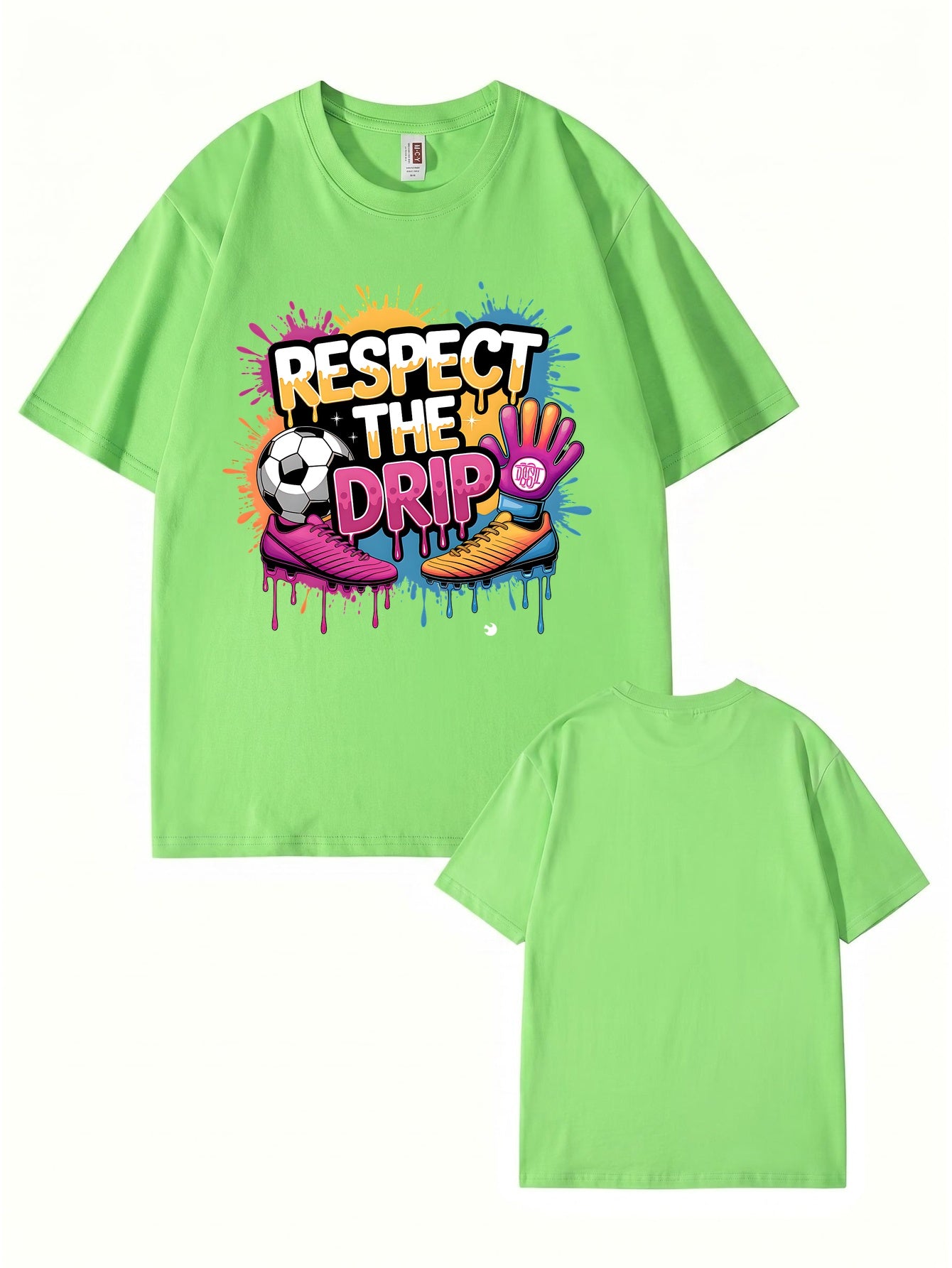 Respect The Drip Soccer Graphic Print 200gsm Heavyweight Cotton T-Shirt