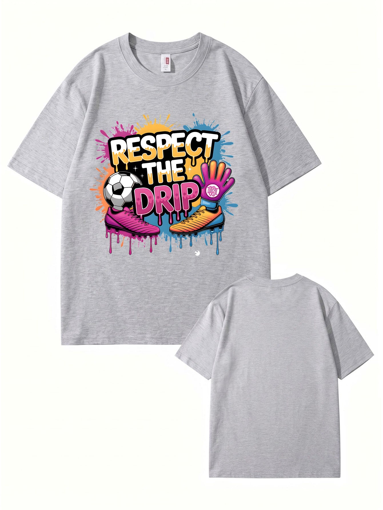 Respect The Drip Soccer Graphic Print 200gsm Heavyweight Cotton T-Shirt