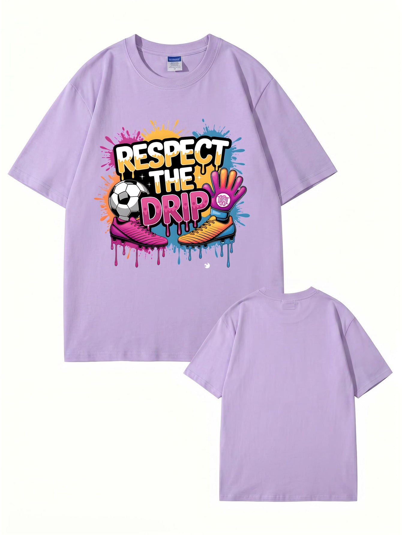 Respect The Drip Soccer Graphic Print 200gsm Heavyweight Cotton T-Shirt