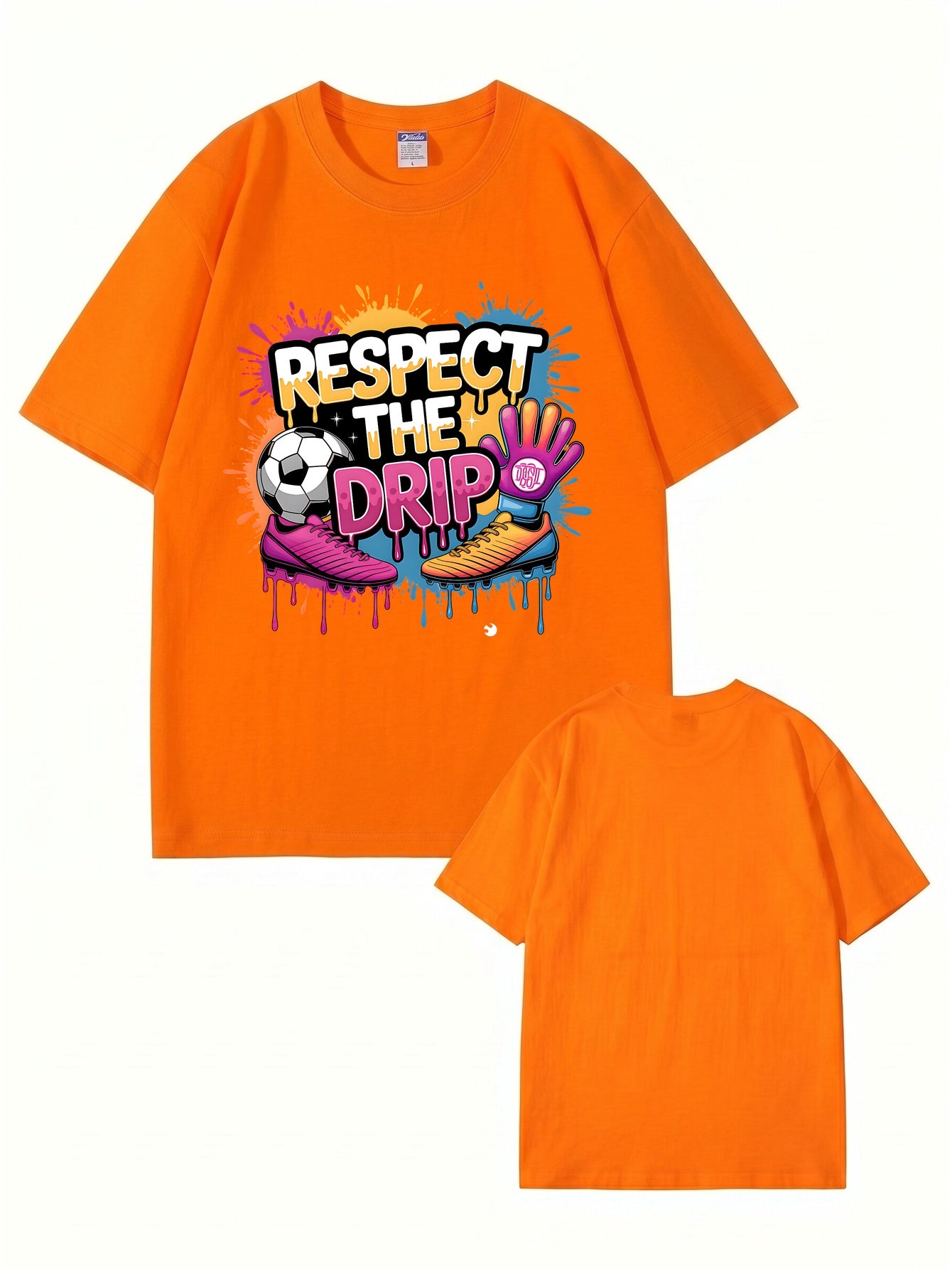 Respect The Drip Soccer Graphic Print 200gsm Heavyweight Cotton T-Shirt