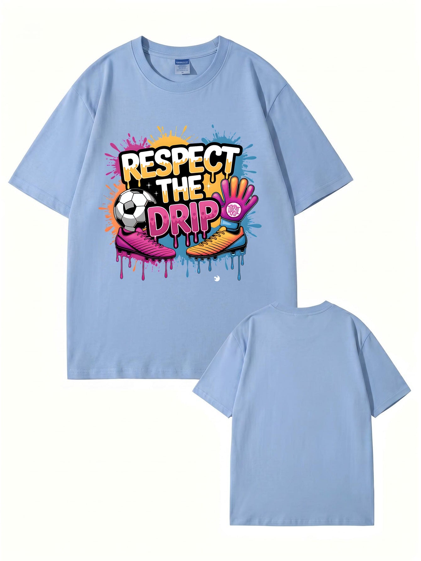 Respect The Drip Soccer Graphic Print 200gsm Heavyweight Cotton T-Shirt