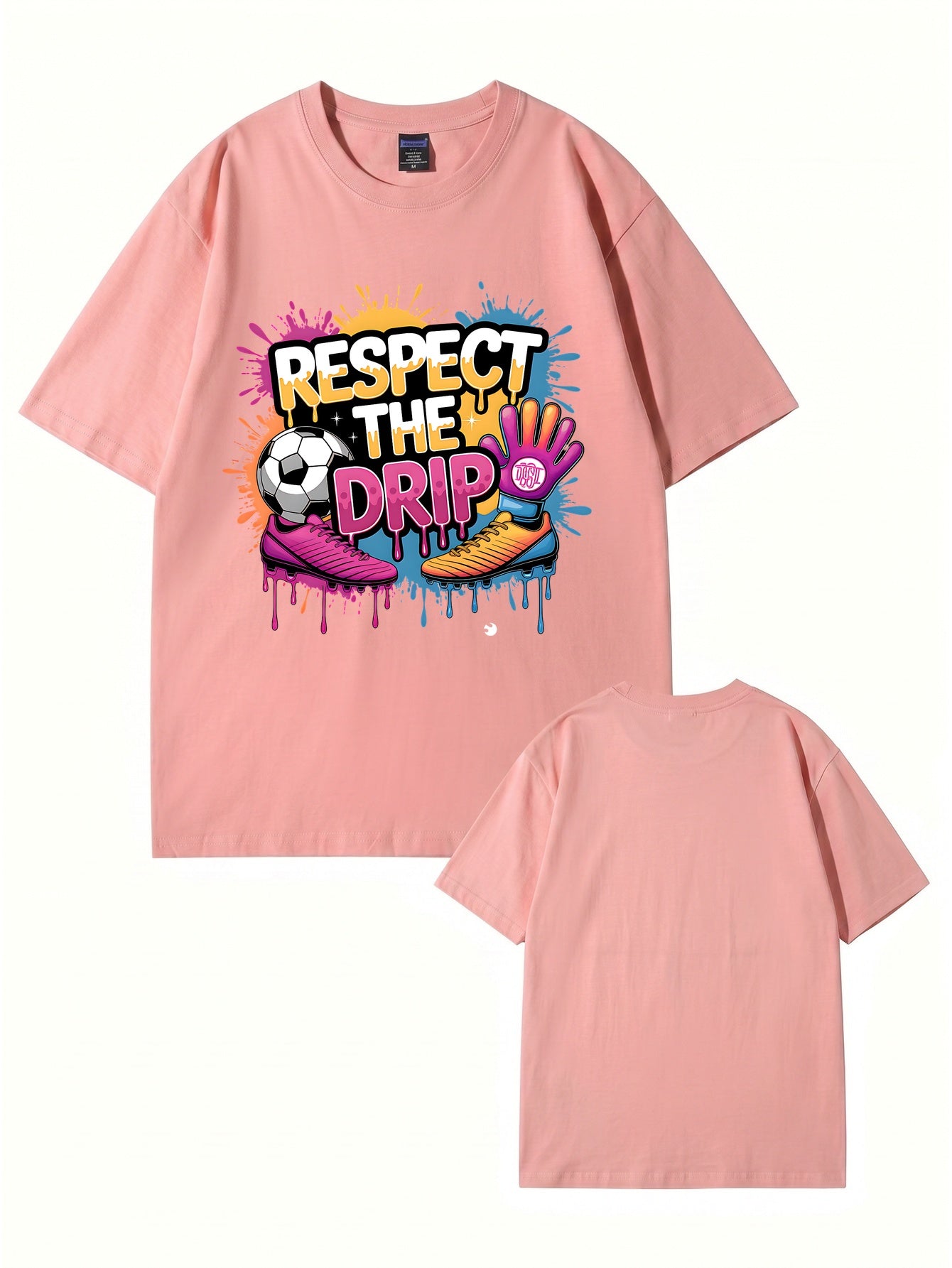 Respect The Drip Soccer Graphic Print 200gsm Heavyweight Cotton T-Shirt
