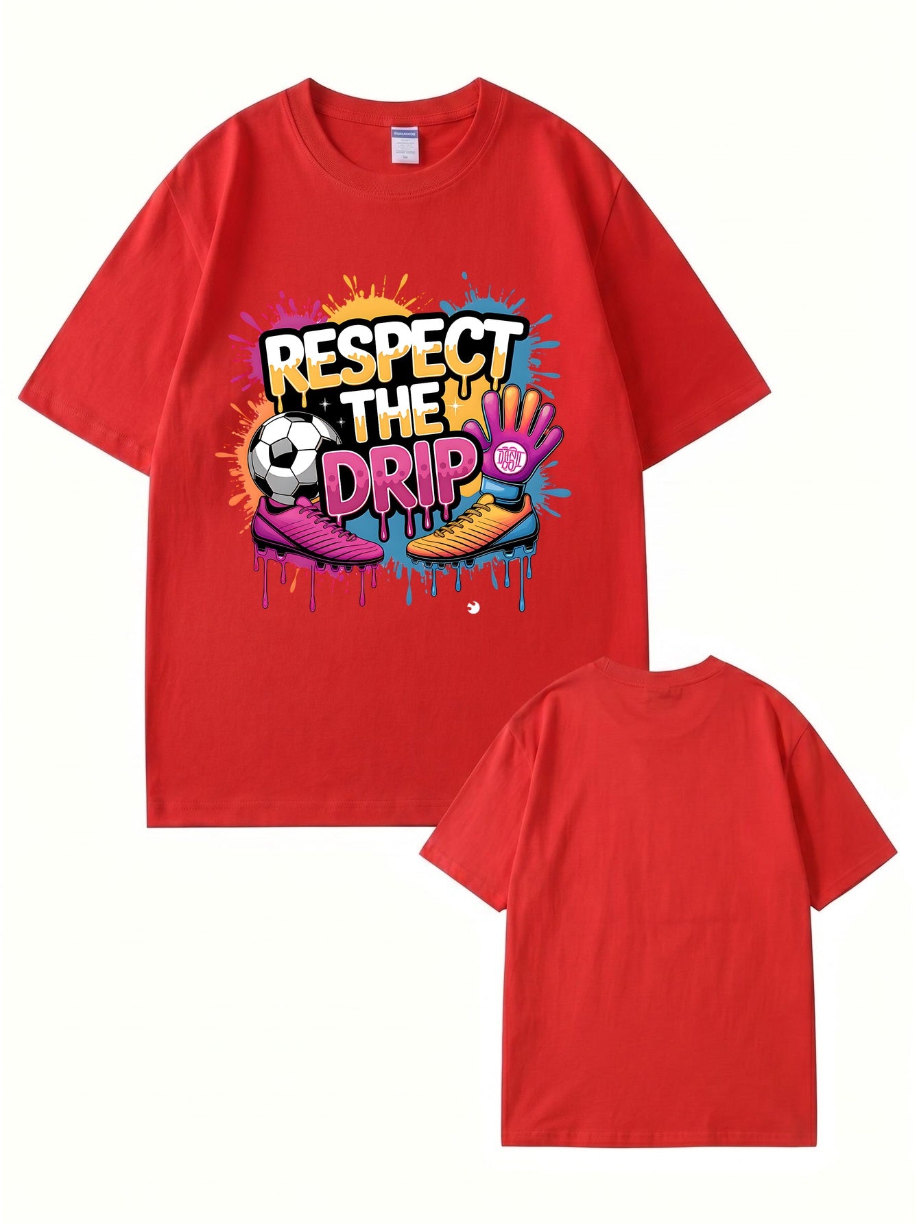 Respect The Drip Soccer Graphic Print 200gsm Heavyweight Cotton T-Shirt