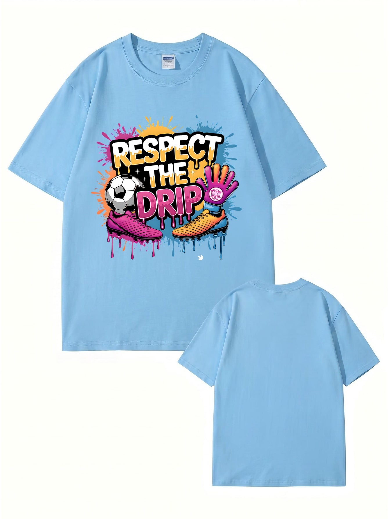 Respect The Drip Soccer Graphic Print 200gsm Heavyweight Cotton T-Shirt