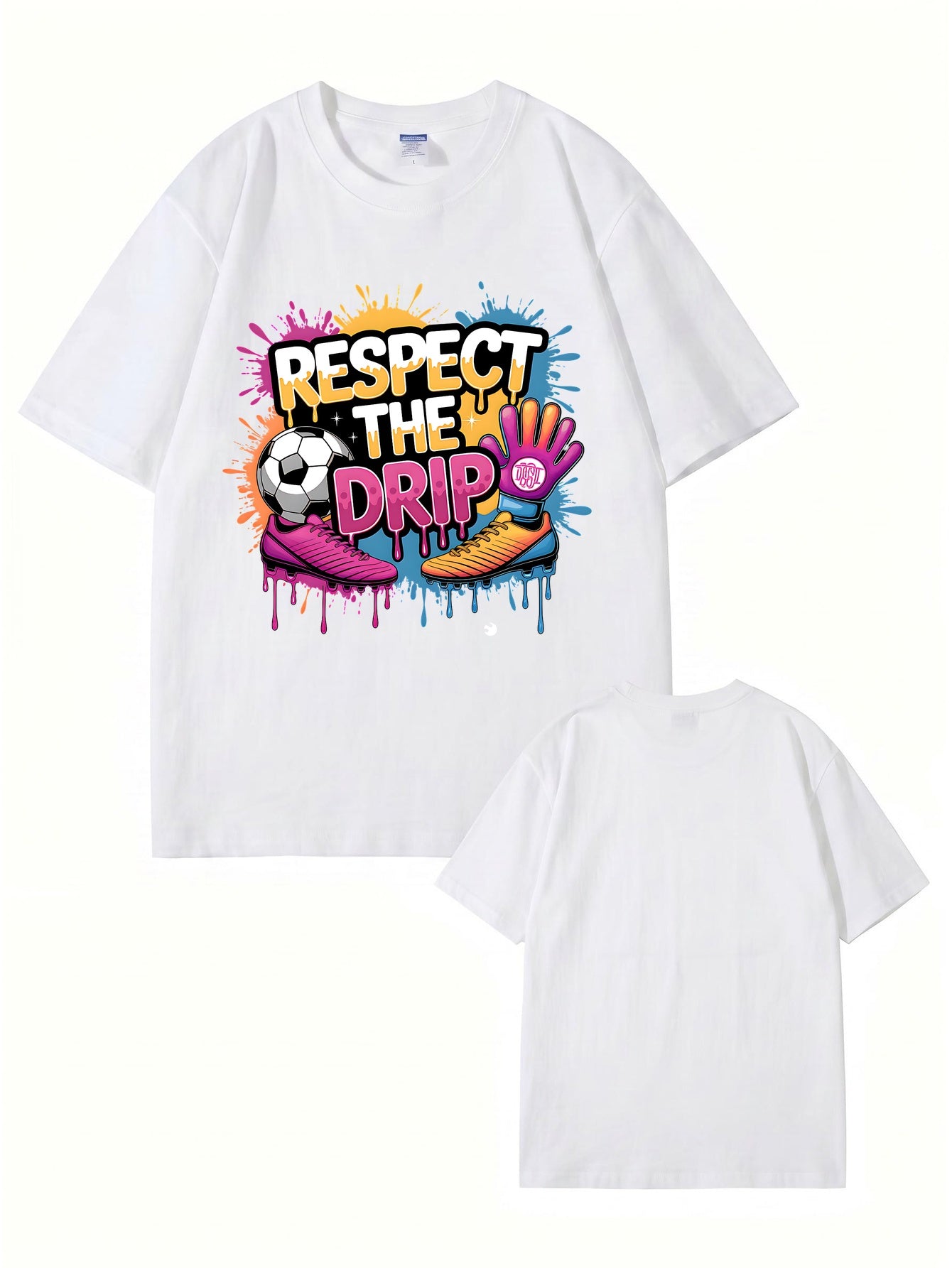 Respect The Drip Soccer Graphic Print 200gsm Heavyweight Cotton T-Shirt