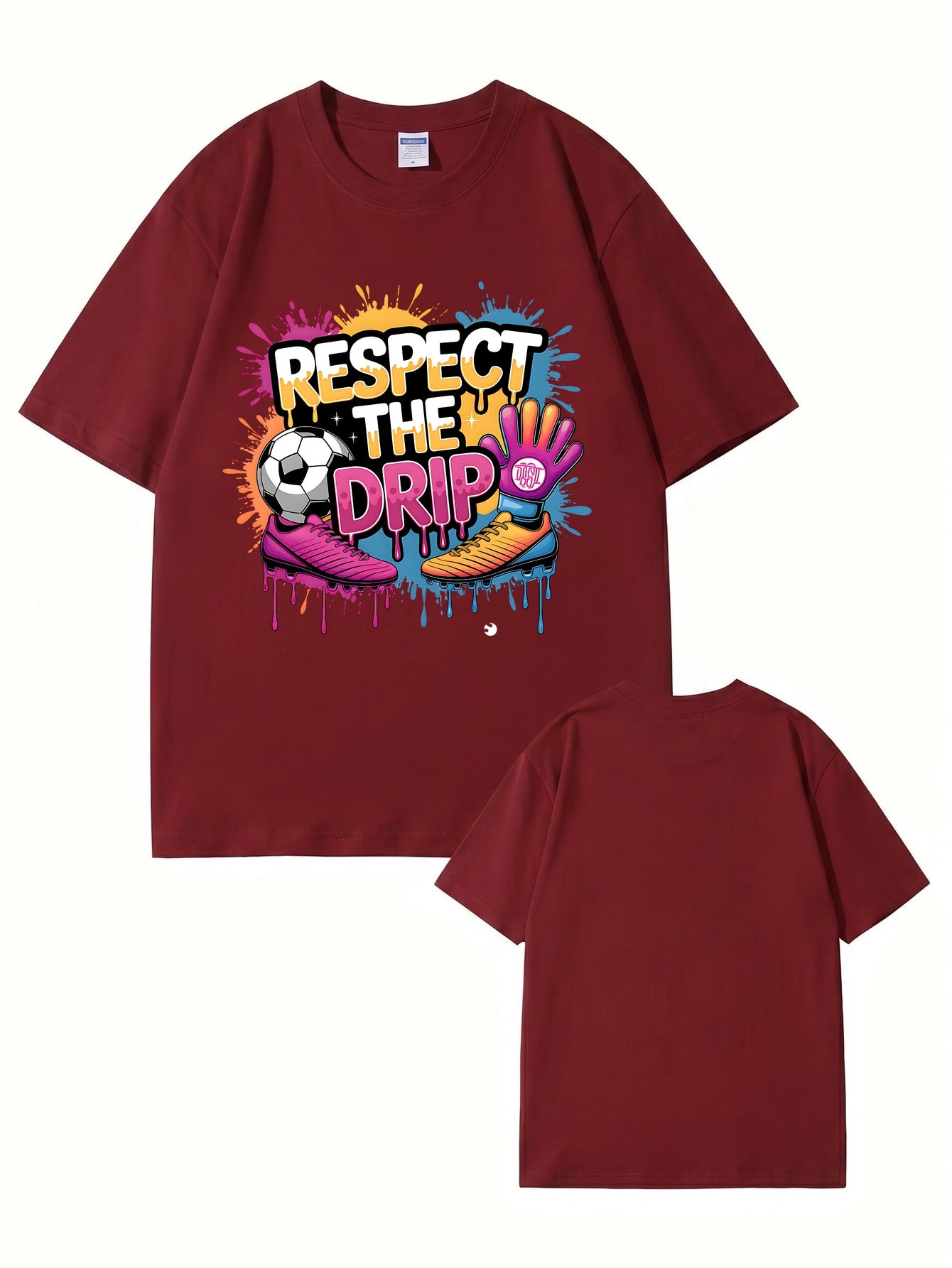 Respect The Drip Soccer Graphic Print 200gsm Heavyweight Cotton T-Shirt